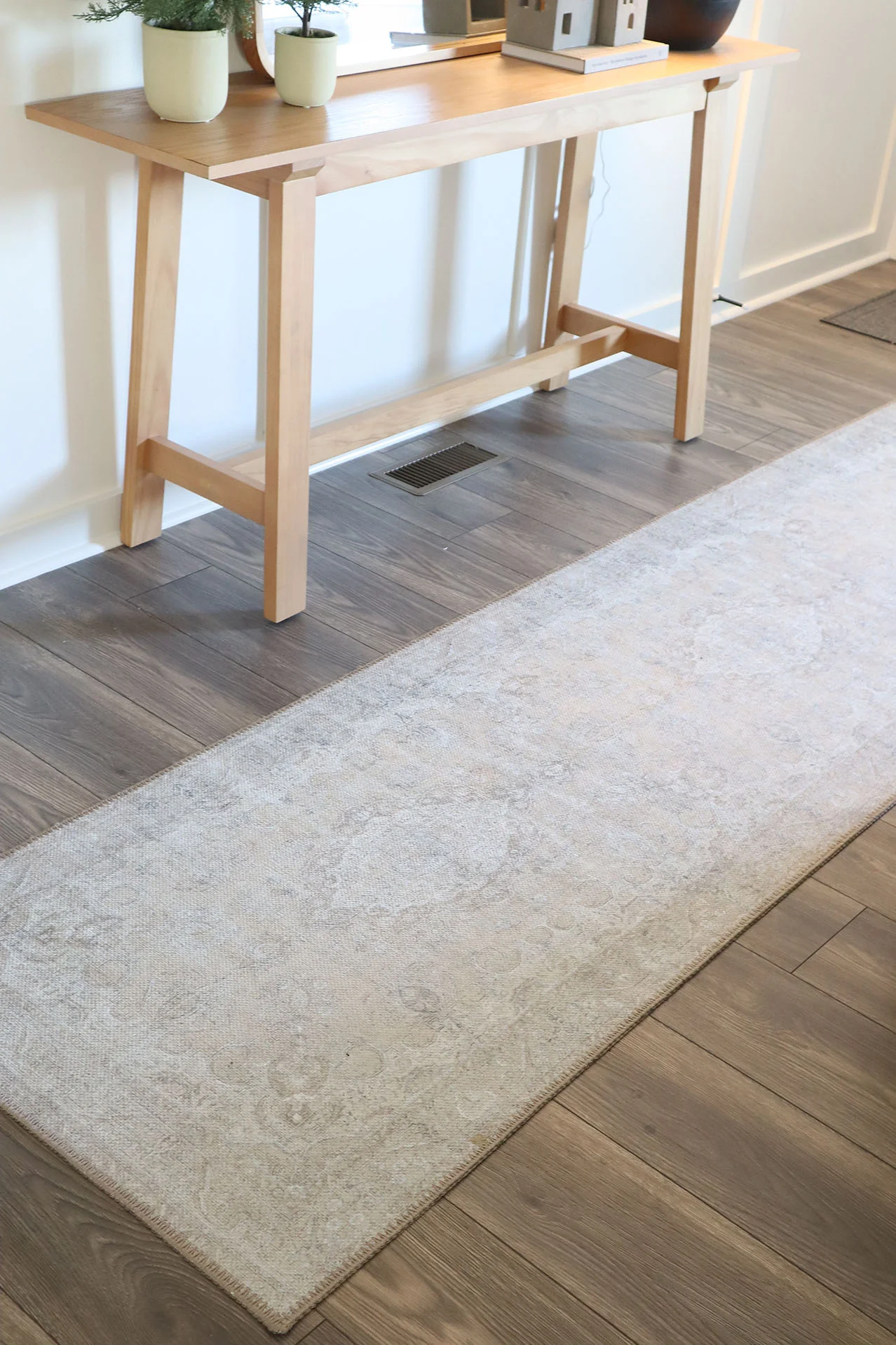 Tinka Beige and Grey Traditional Distressed Washable Runner Rug - Image 5