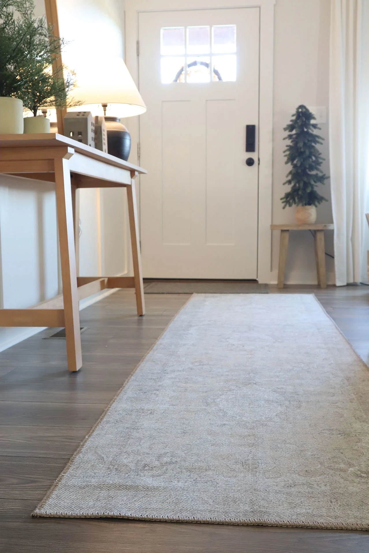 Tinka Beige and Grey Traditional Distressed Washable Runner Rug - Image 6