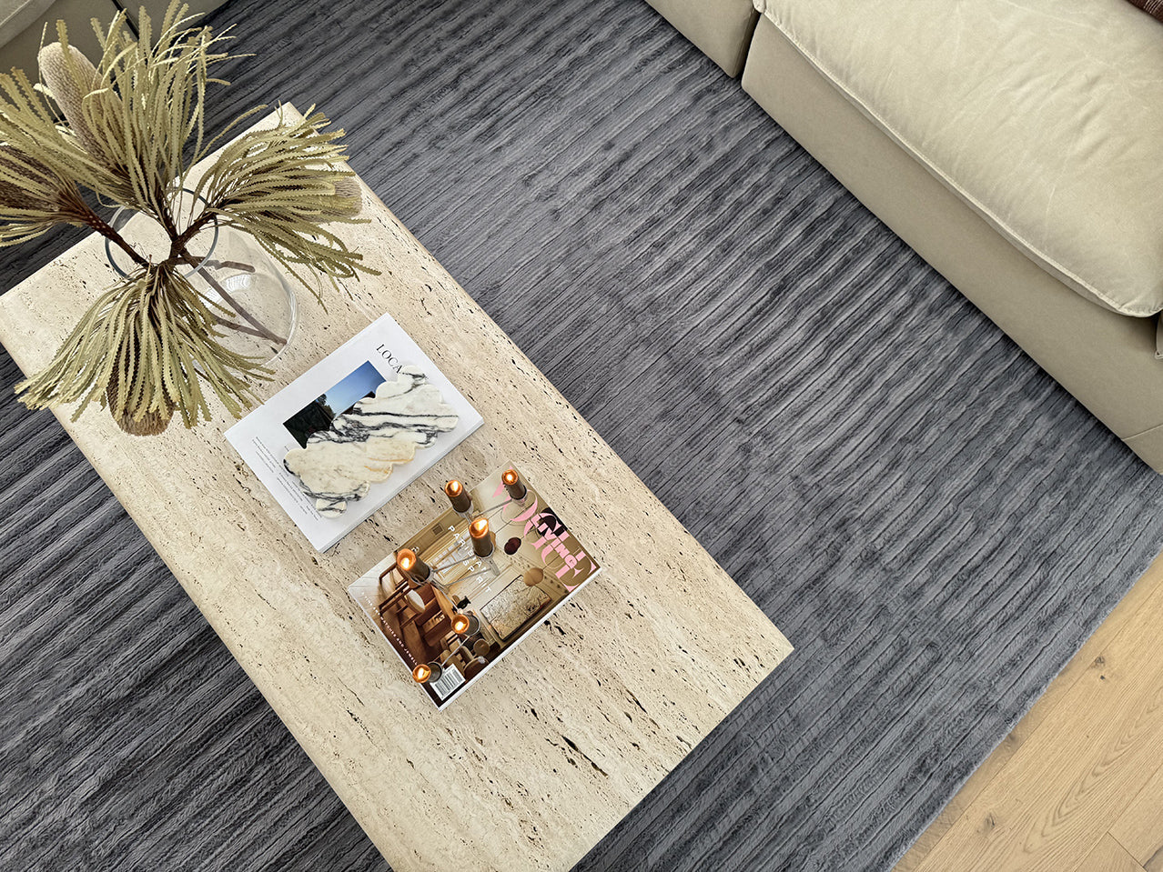 Tonca Grey Striped Washable Faux Fur Rug - Image 5