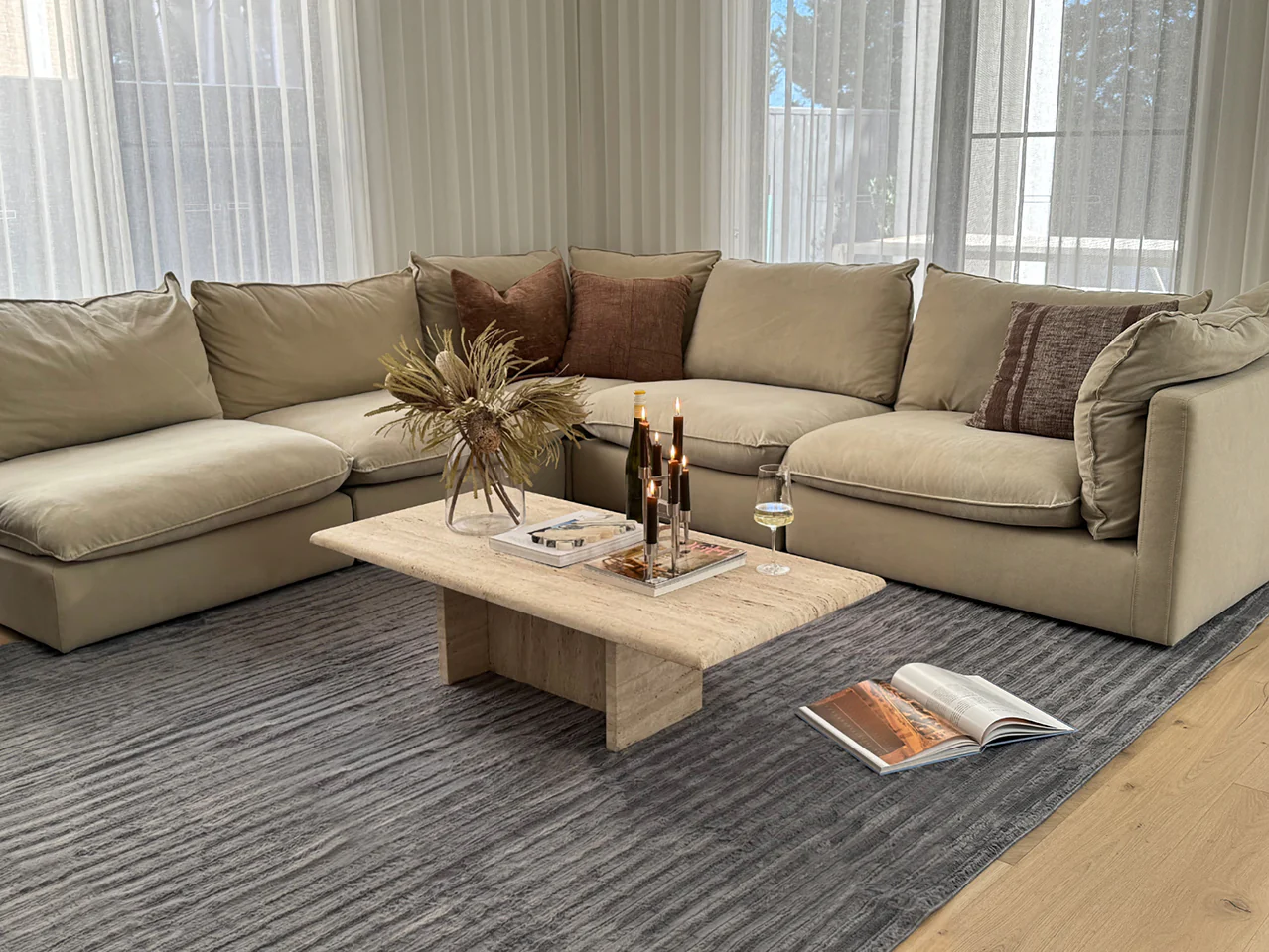 Tonca Grey Striped Washable Faux Fur Rug - Image 6