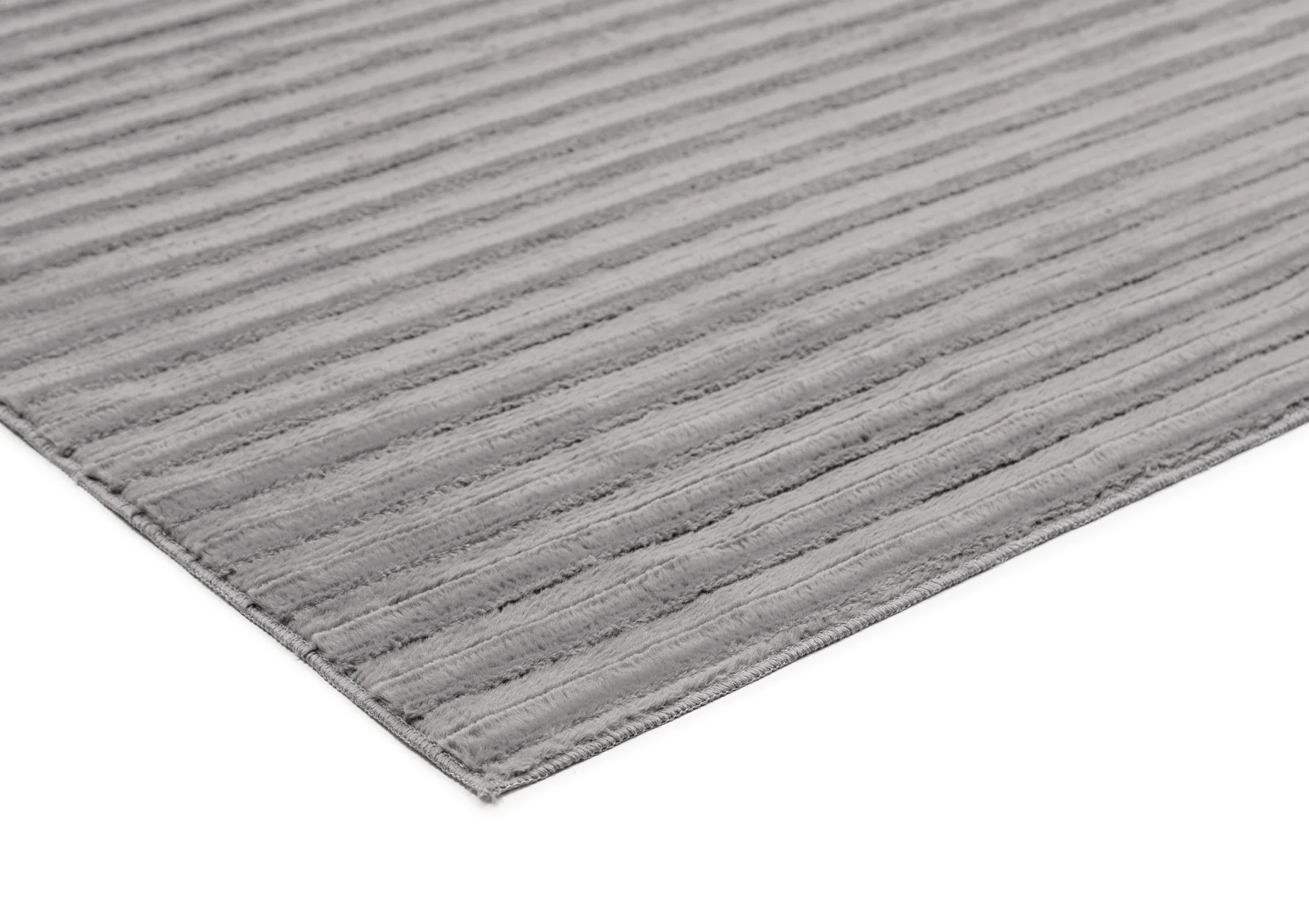 Tonca Grey Striped Washable Faux Fur Rug - Image 7