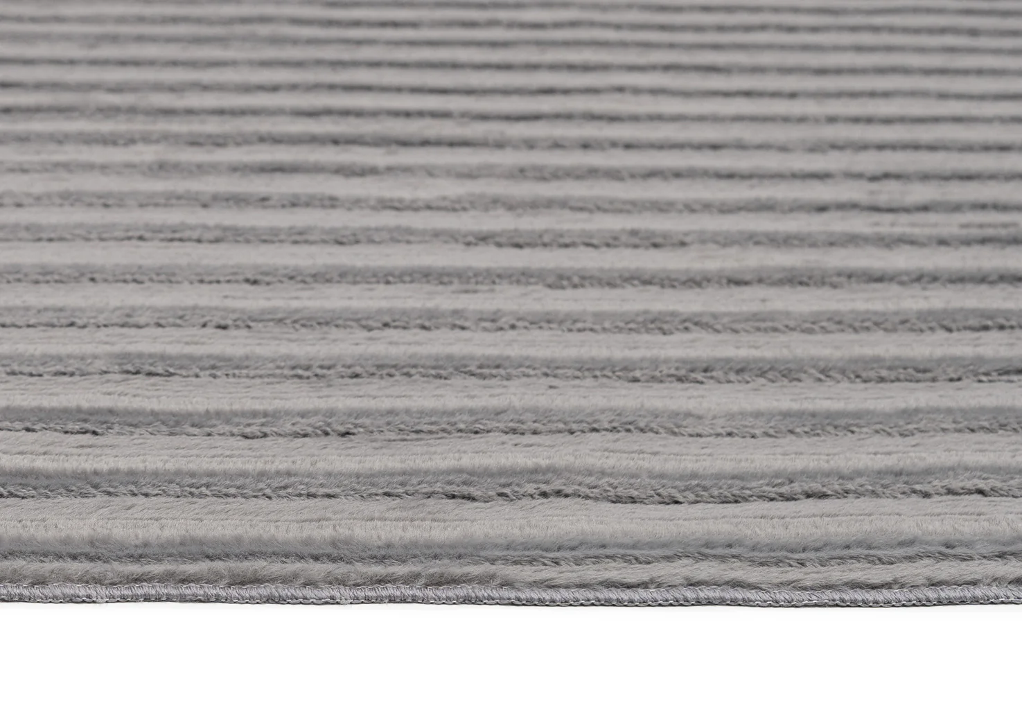 Tonca Grey Striped Washable Faux Fur Rug - Image 8