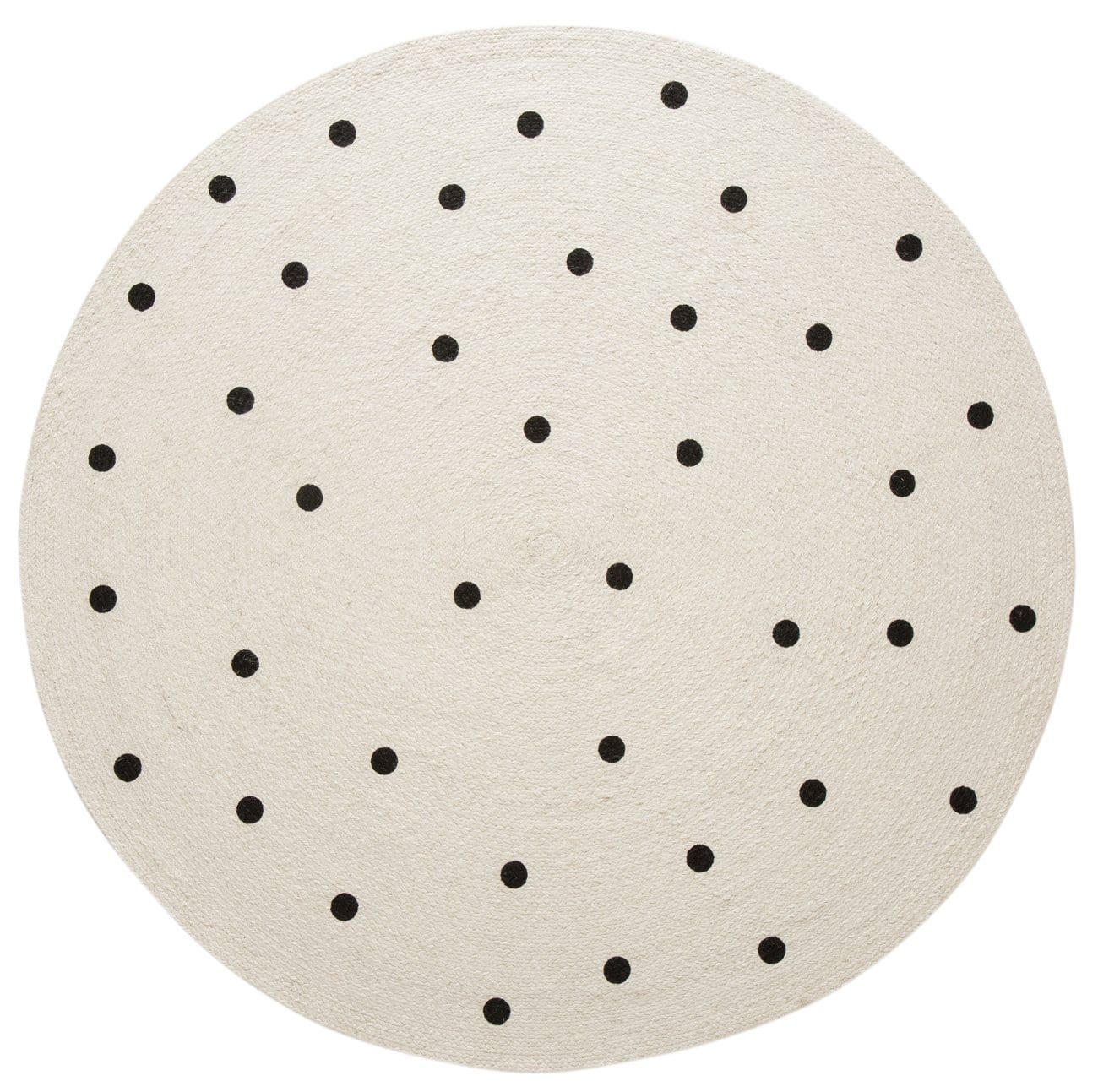 Totit Beige and Black Spotted Round Jute Rug