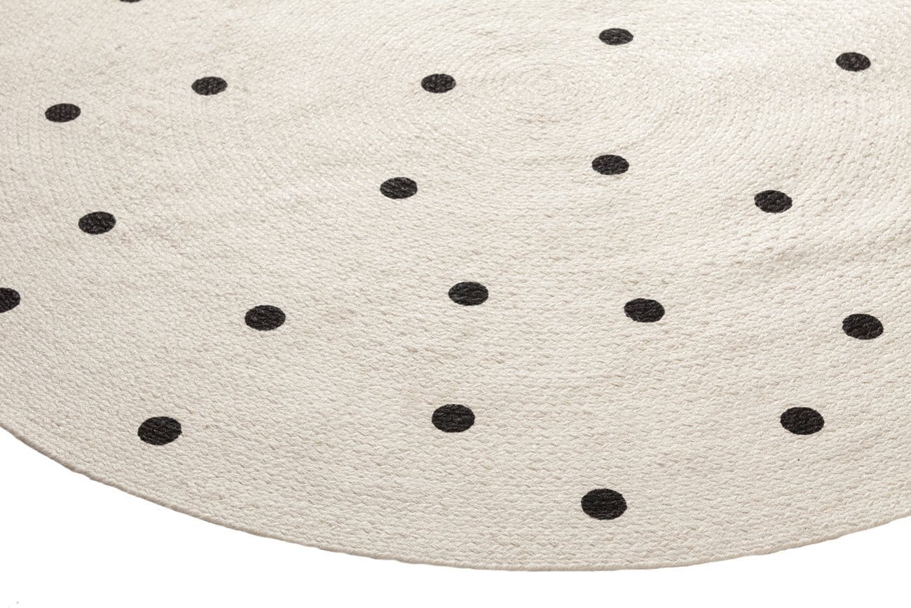 Totit Beige and Black Spotted Round Jute Rug - Image 9