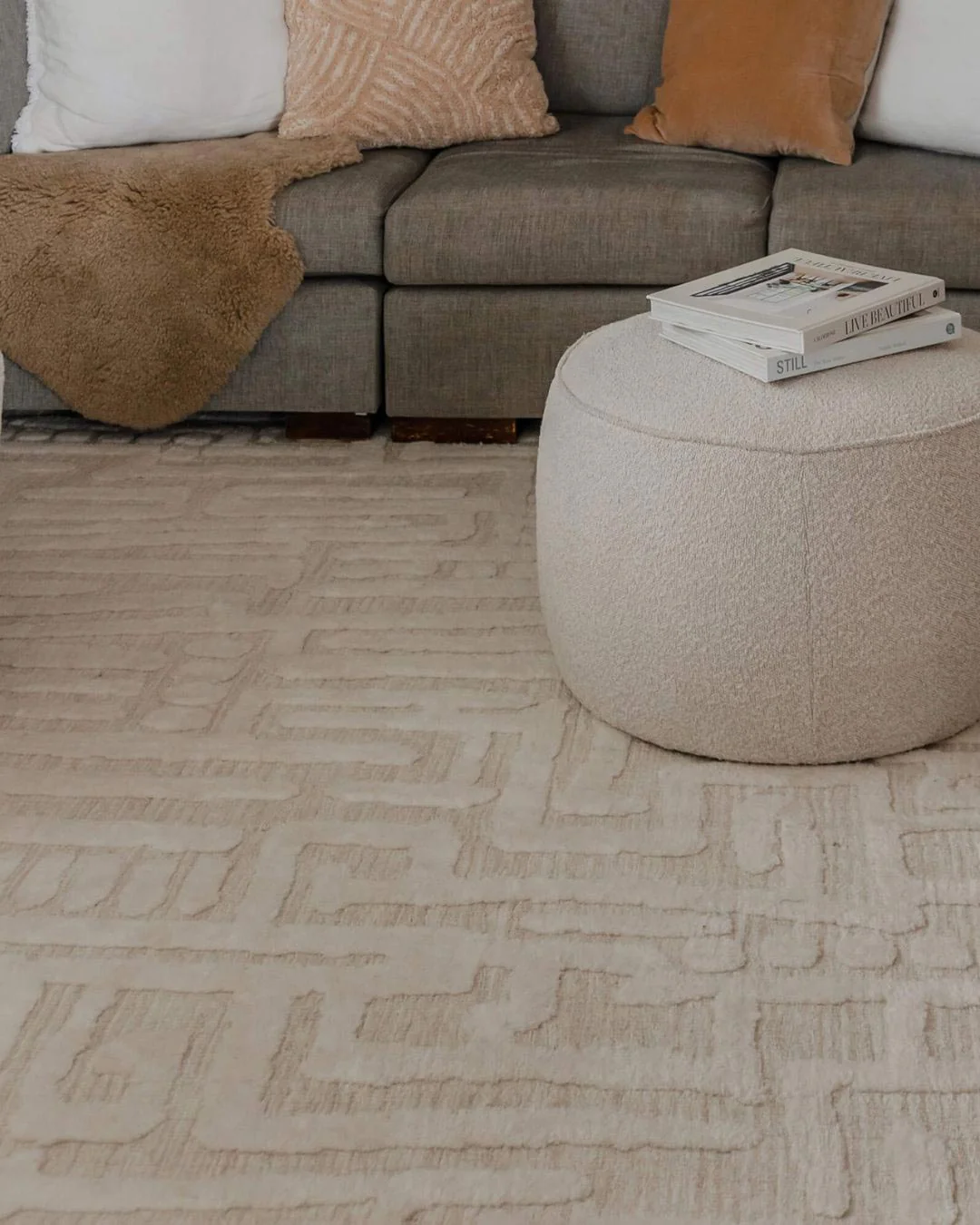 Trissa Beige and Ivory Abstract Tribal Rug - Image 6