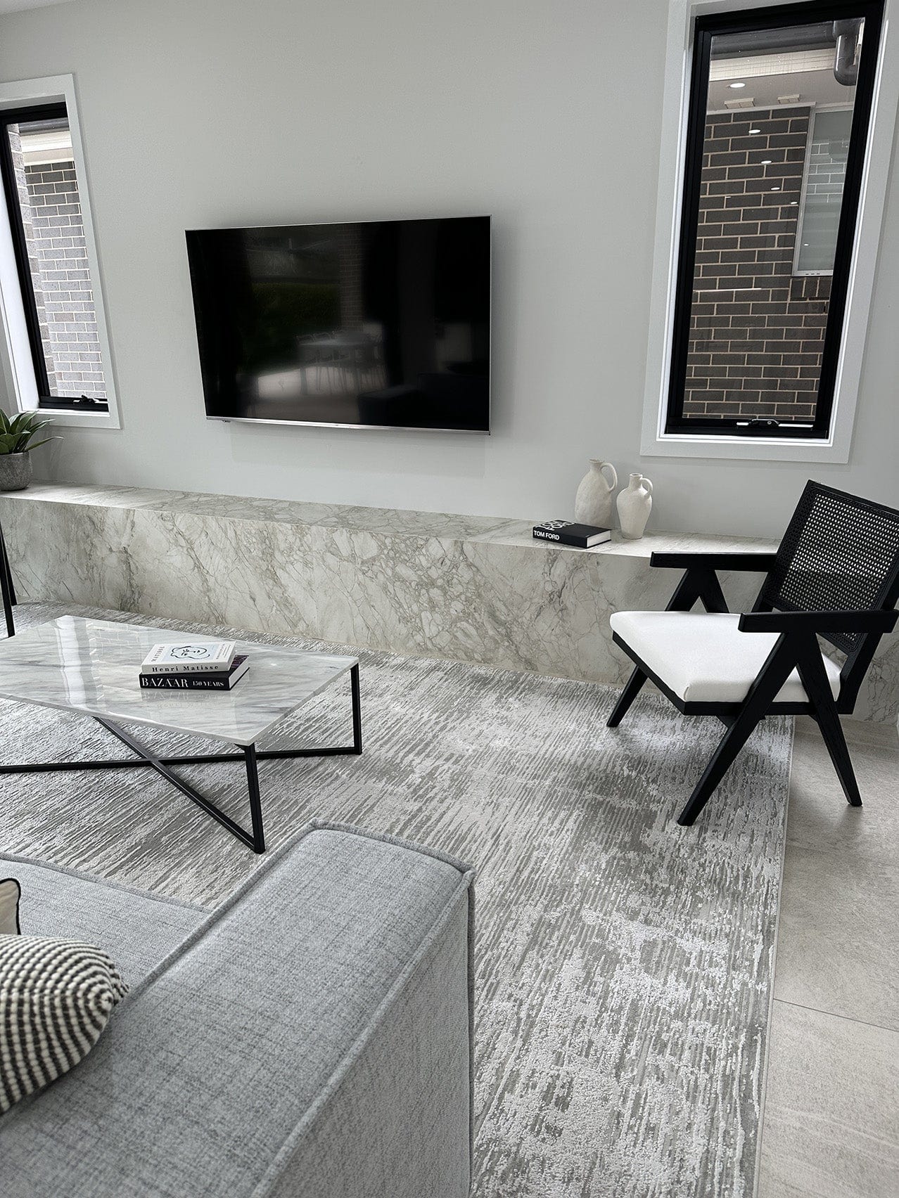 Valerie Ivory and Grey Distressed Tribal Rug - Image 5