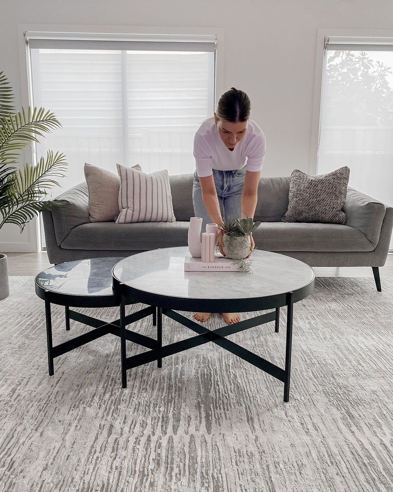 Valerie Ivory and Grey Distressed Tribal Rug - Image 7