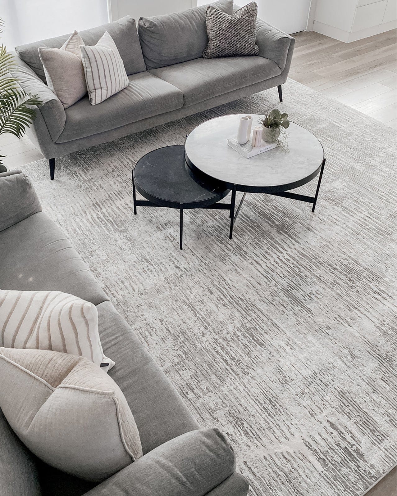 Valerie Ivory and Grey Distressed Tribal Rug - Image 8