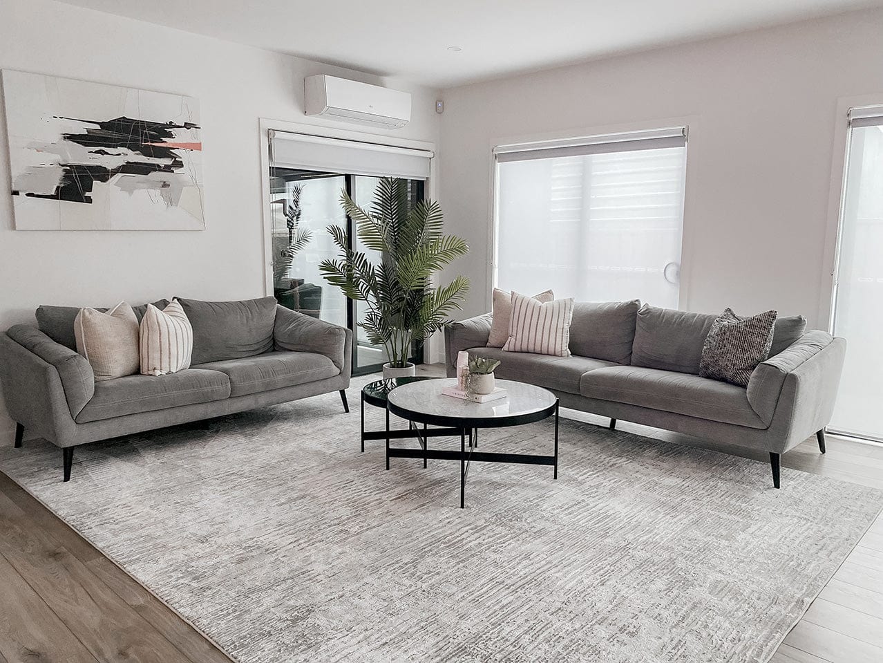 Valerie Ivory and Grey Distressed Tribal Rug - Image 9