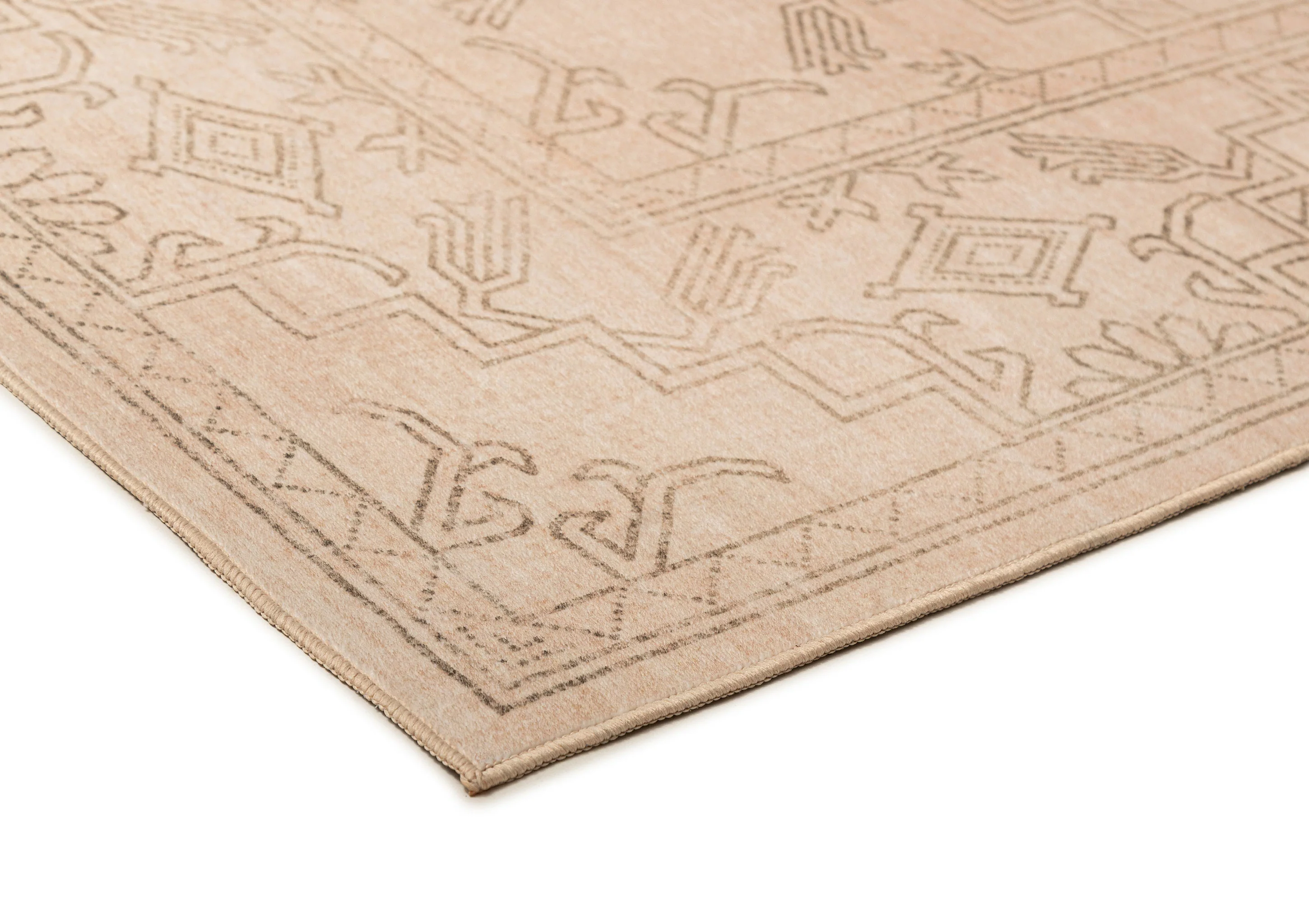 Valetta Beige Medallion Washable Rug - Image 6