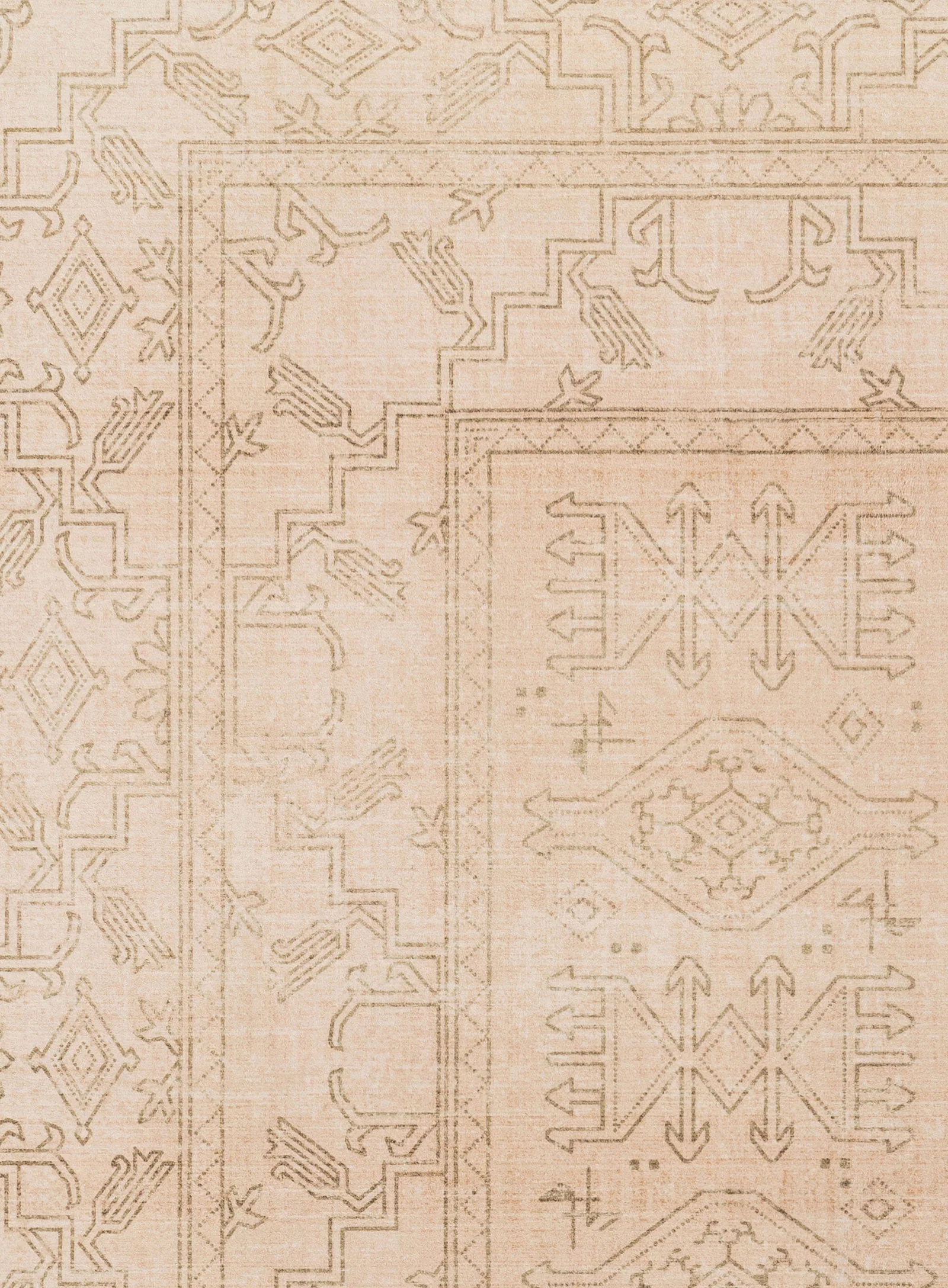 Valetta Beige Medallion Washable Rug - Image 9