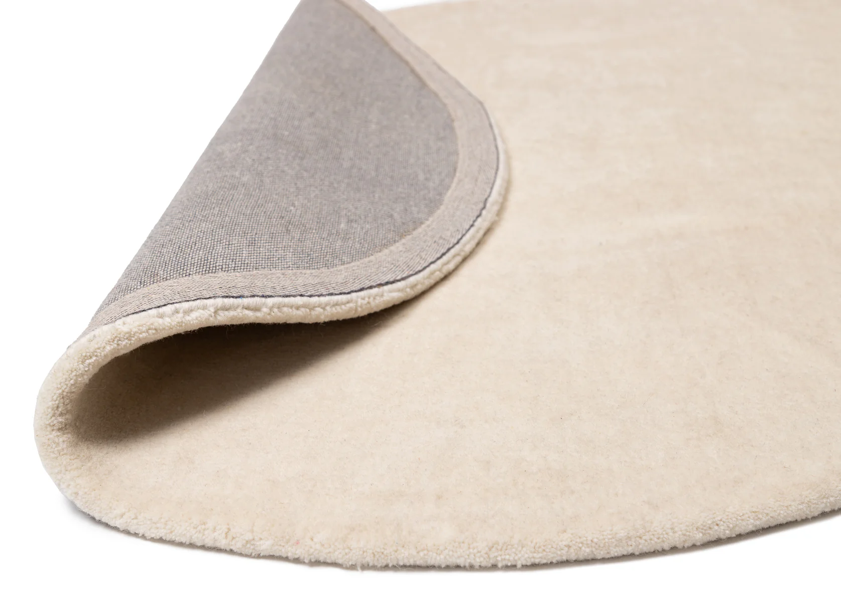 Vanni Solid Cream Curved Wool Rug - Image 14