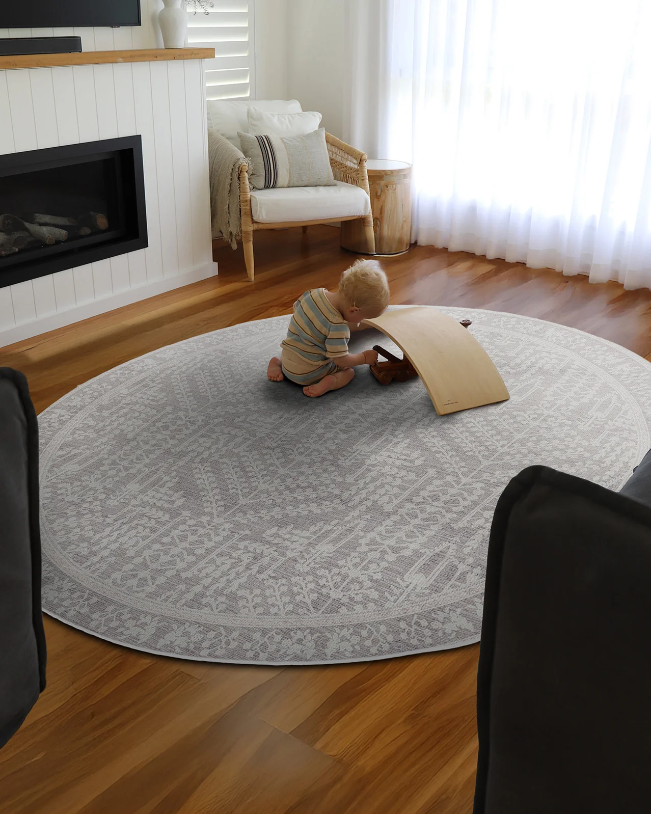 Vela Brown Grey Plush Rollie Pollie Round Playmat - Image 2