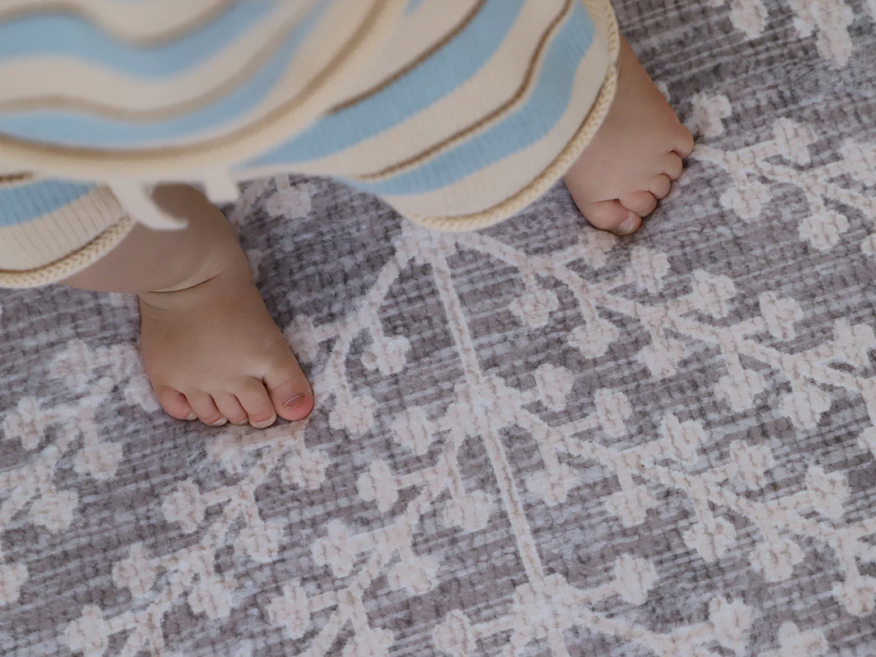 Vela Brown Grey Plush Rollie Pollie Round Playmat - Image 5