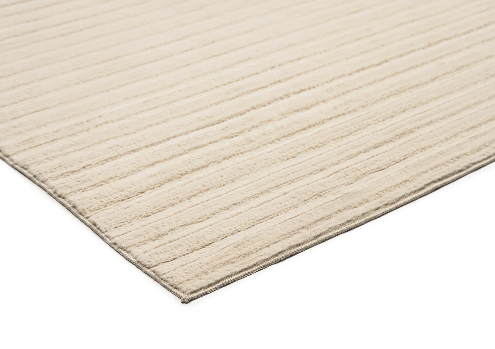 Veluz Cream Striped Washable Faux Fur Rug - Image 8