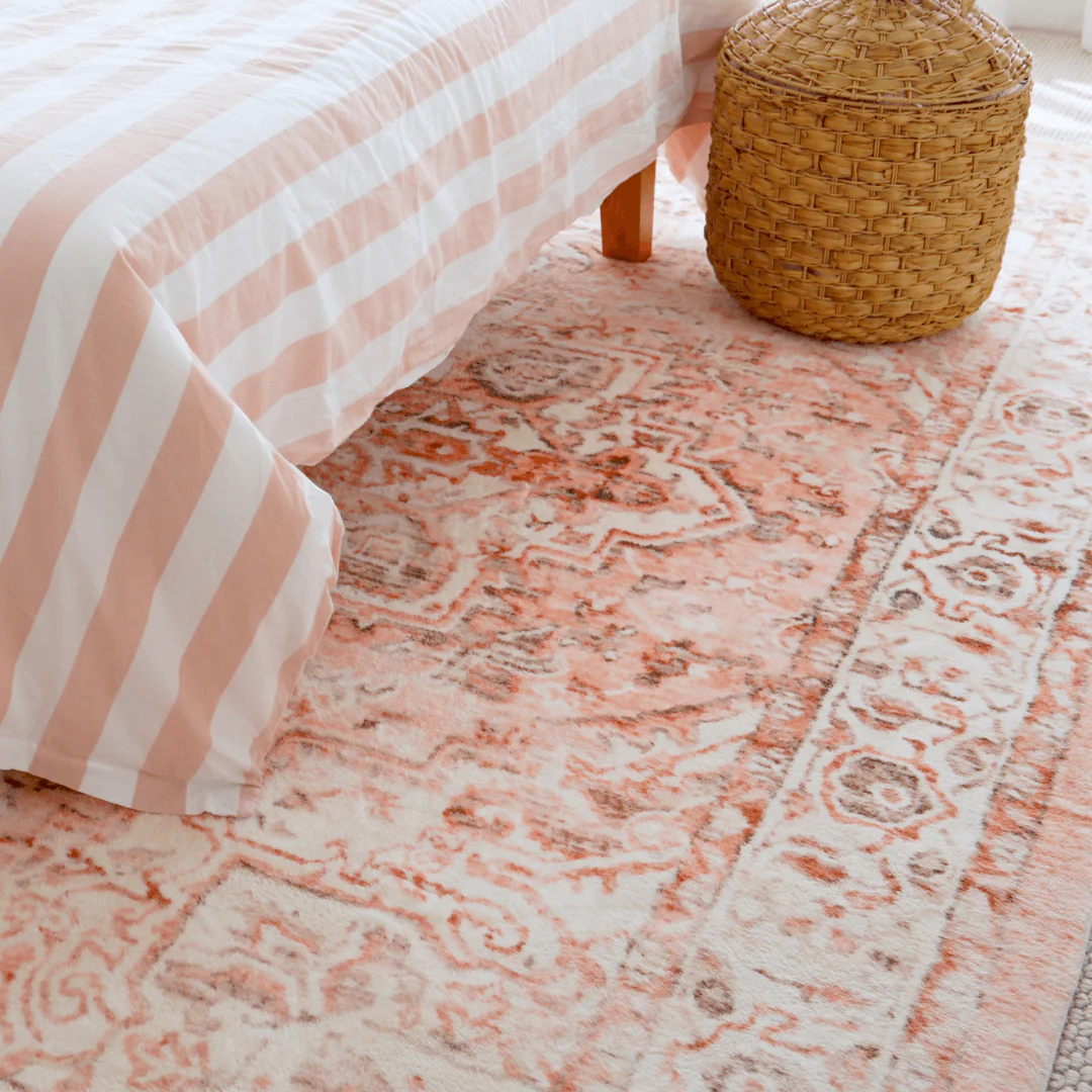 Veronique Peach and Brown Distressed Washable Rug - Image 12