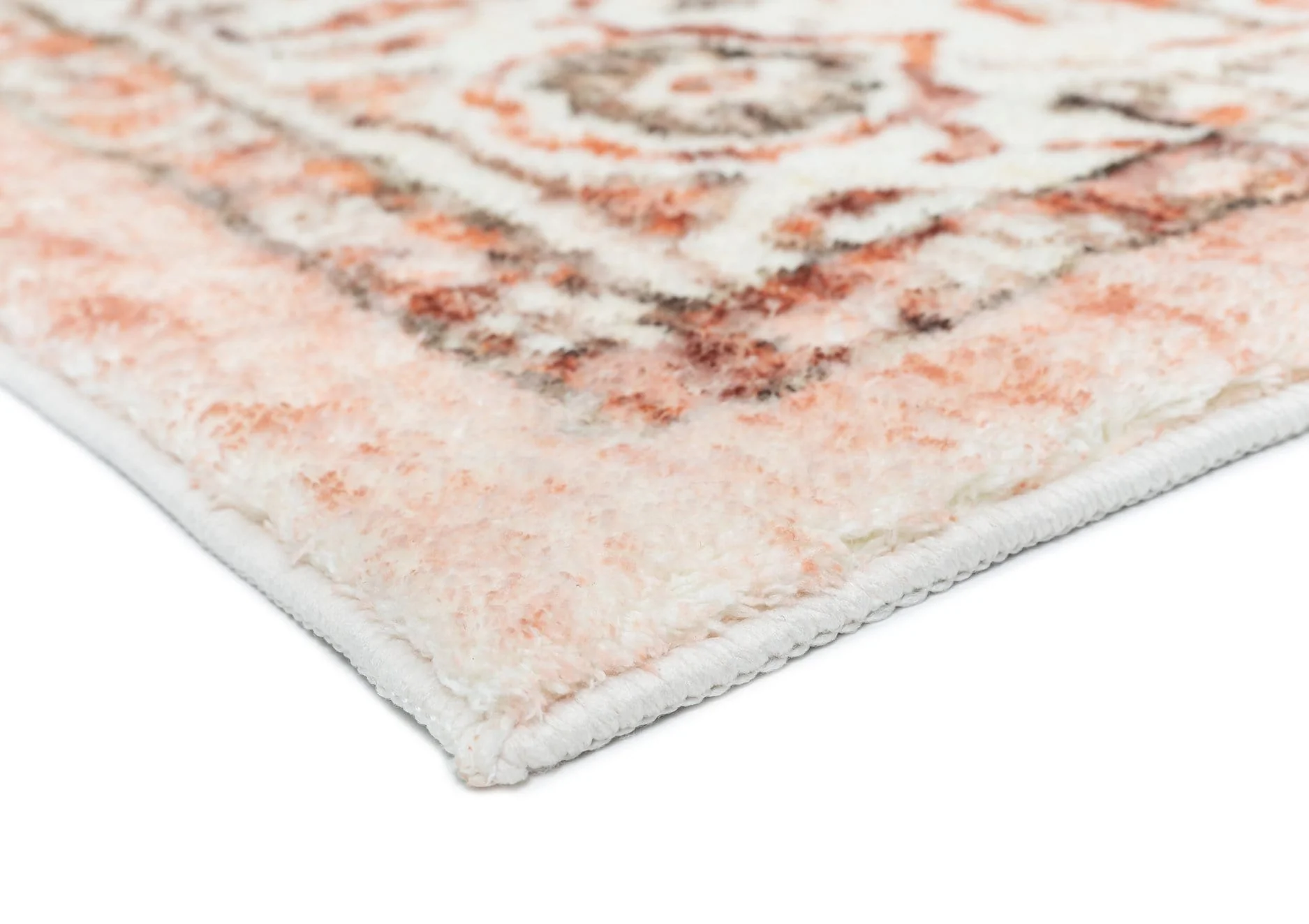 Veronique Peach and Brown Distressed Washable Rug - Image 13