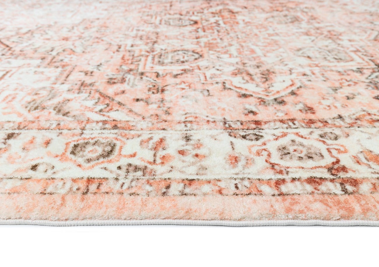 Veronique Peach and Brown Distressed Washable Rug - Image 14