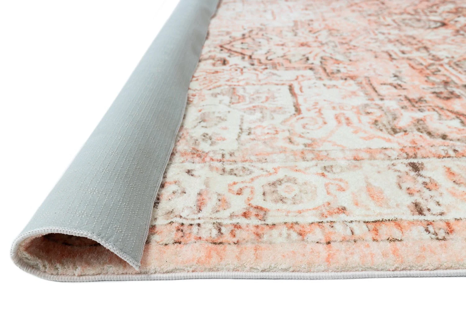 Veronique Peach and Brown Distressed Washable Rug - Image 15