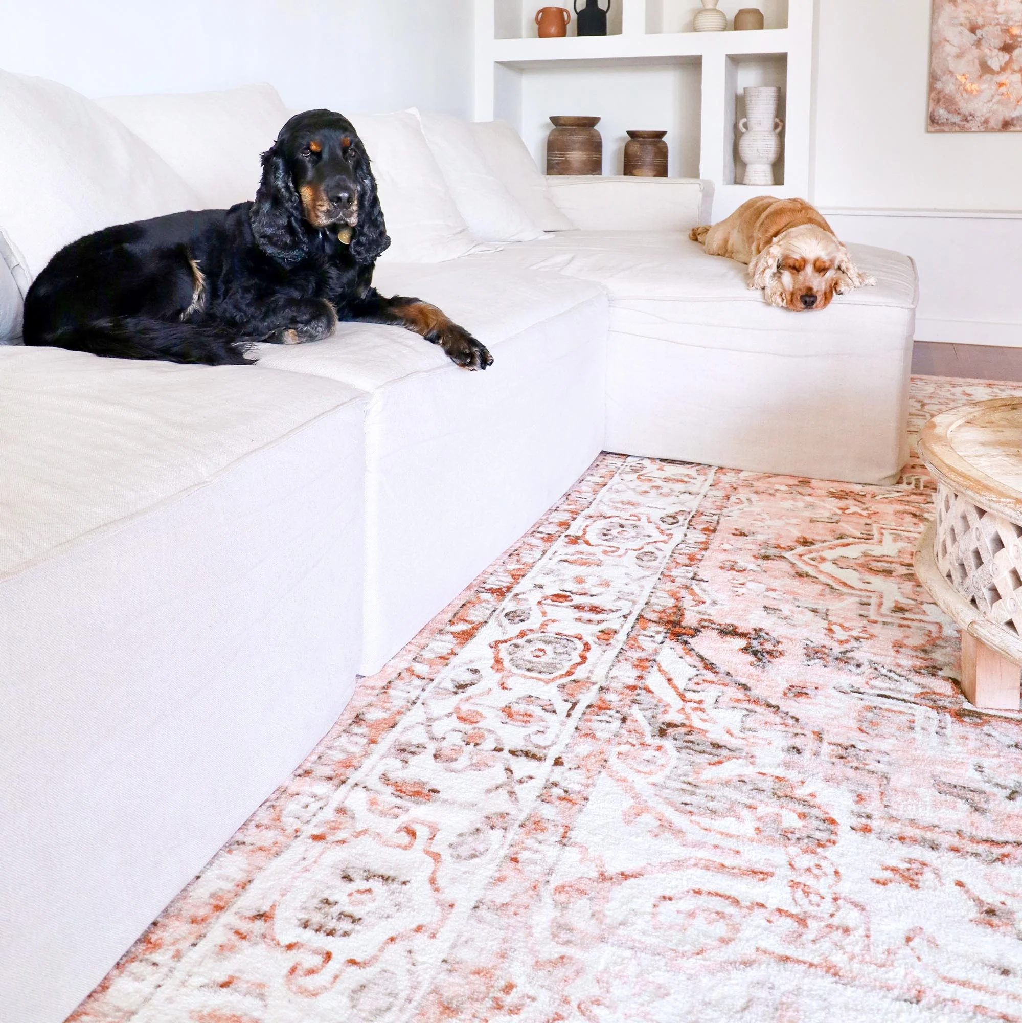 Veronique Peach and Brown Distressed Washable Rug - Image 17