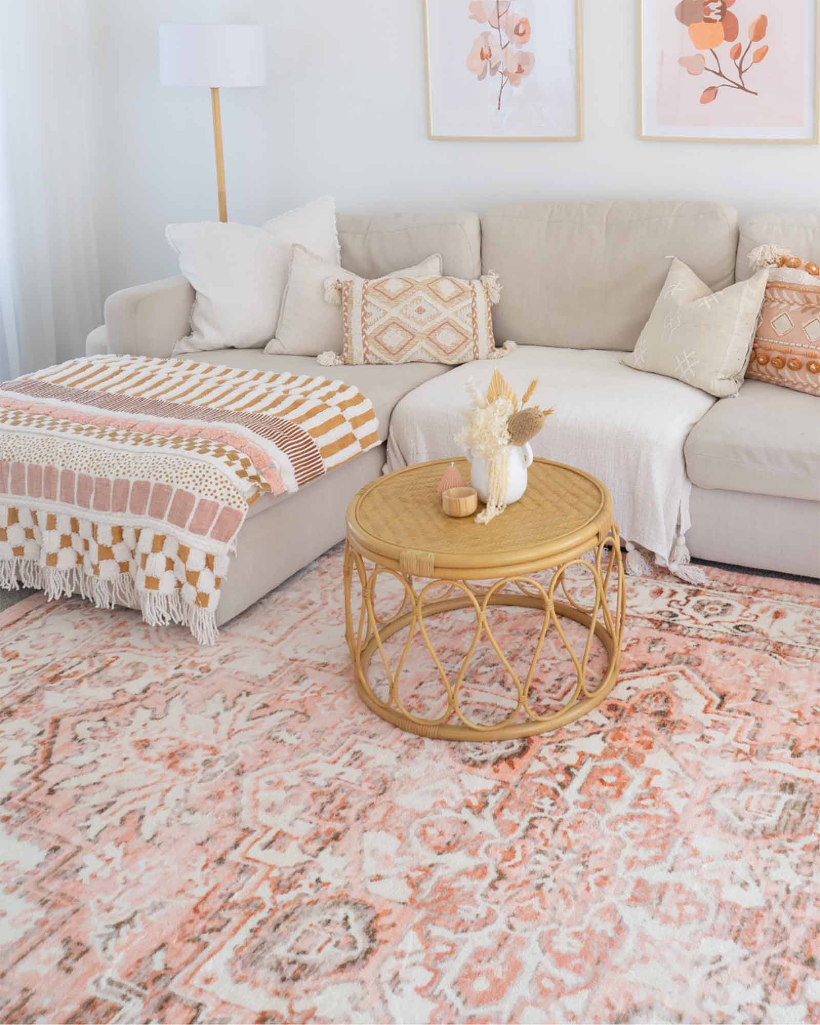 Veronique Peach and Brown Distressed Washable Rug - Image 9