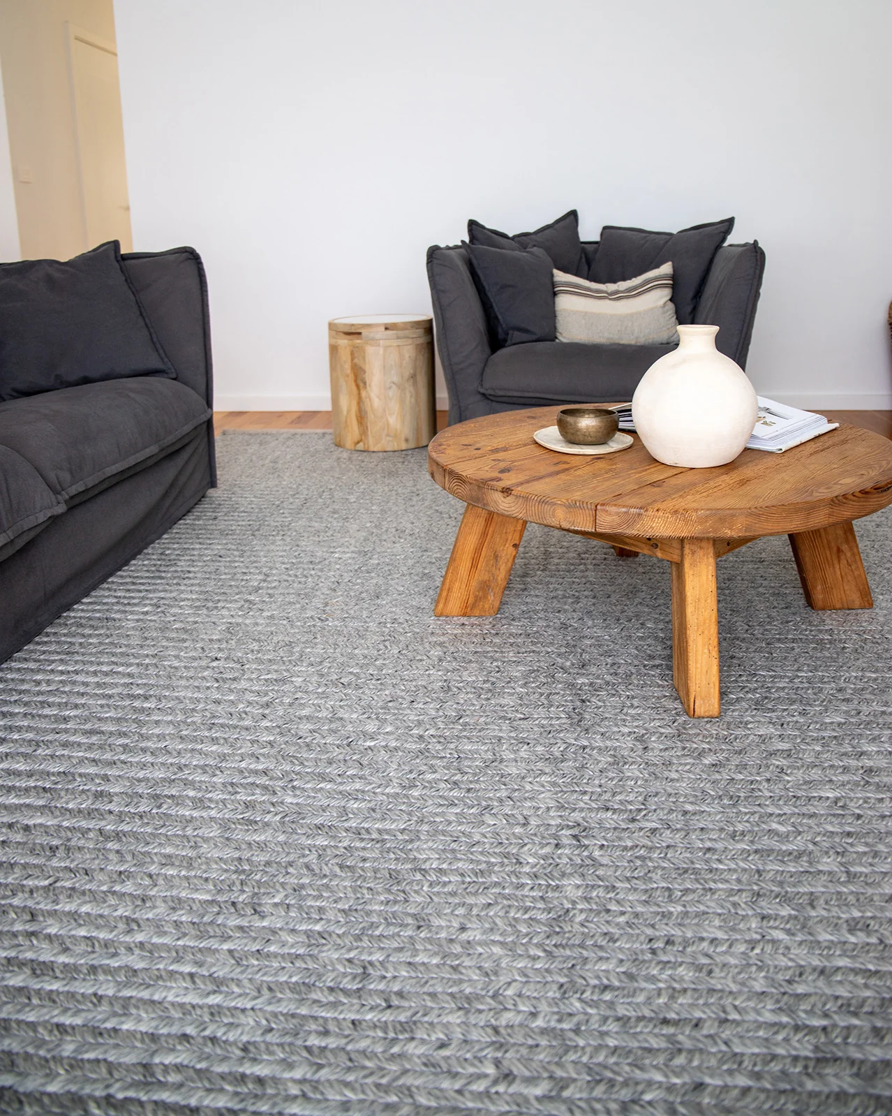 Vica Cream and Grey Braided Rug - Image 7
