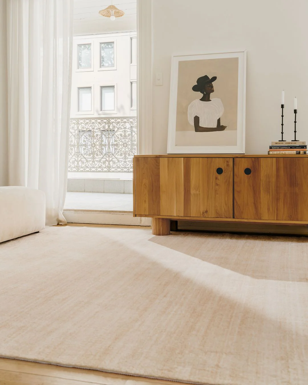 Victoria Beige Cream Minimal Washable Rug - Image 2