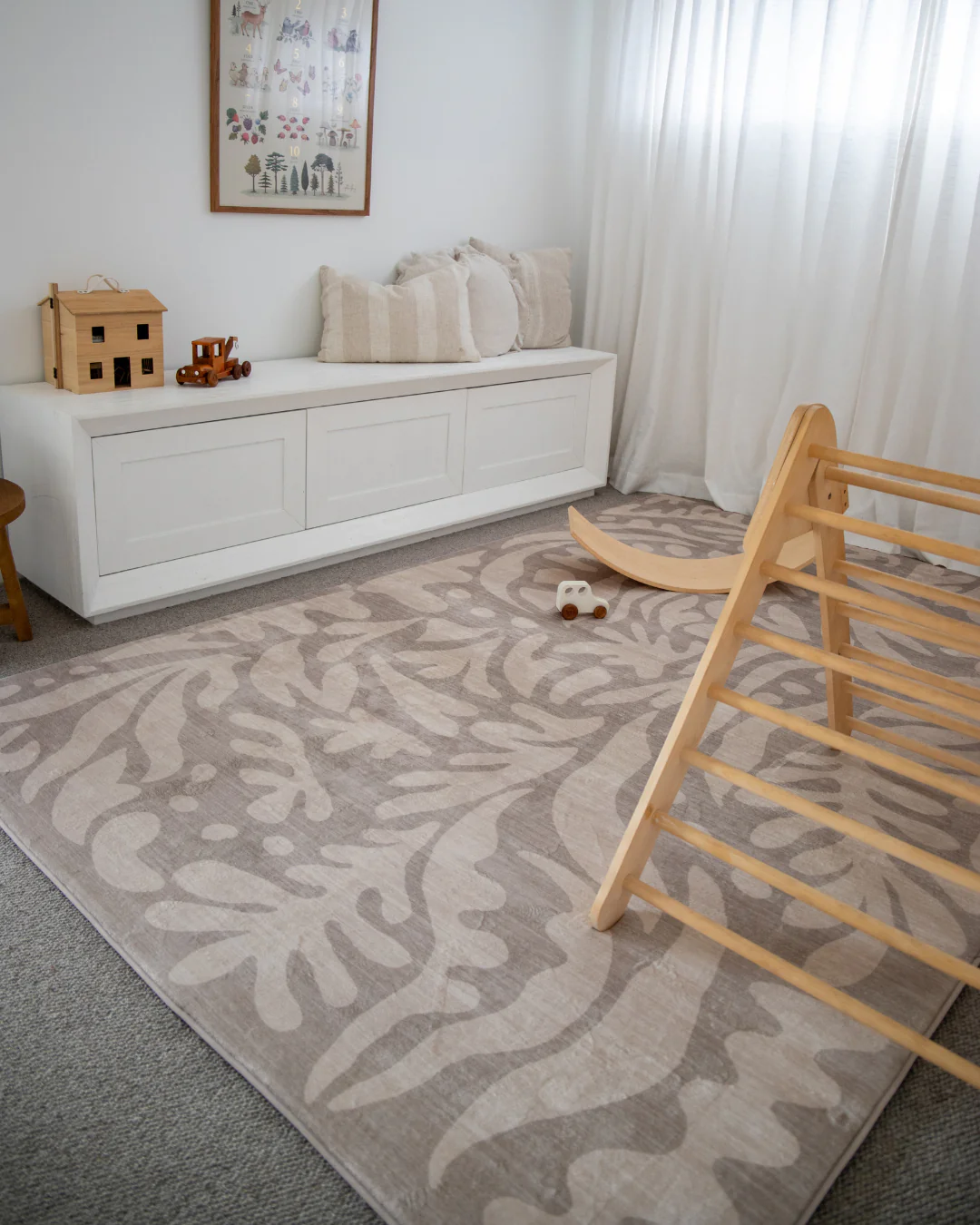 Viki Grey Beige Leaves Rollie Pollie Playmat - Image 2