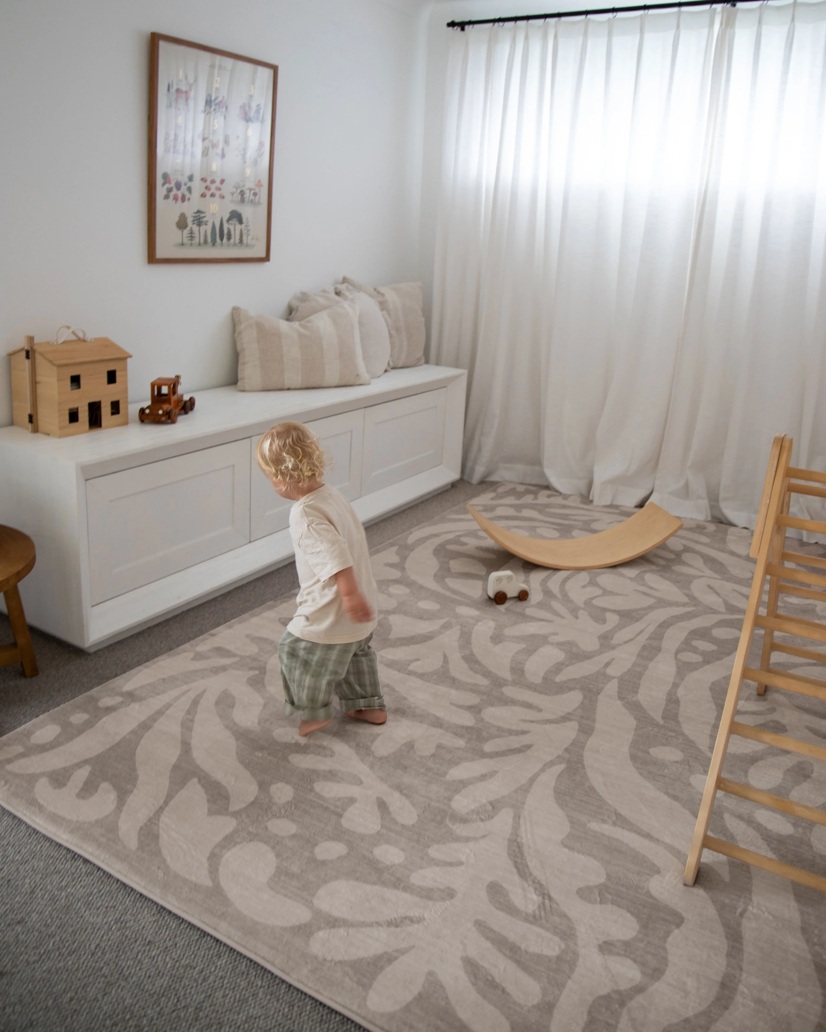 Viki Grey Beige Leaves Rollie Pollie Playmat - Image 3