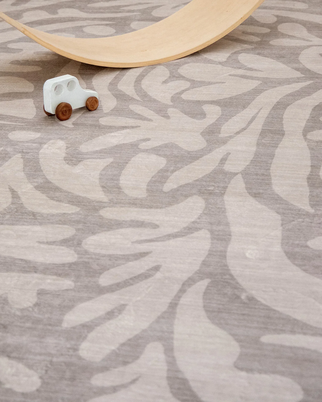 Viki Grey Beige Leaves Rollie Pollie Round Playmat - Image 7