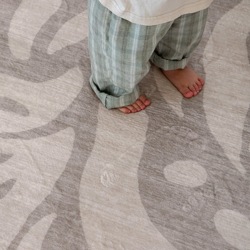 Viki Grey Beige Leaves Rollie Pollie Round Playmat - Image 8