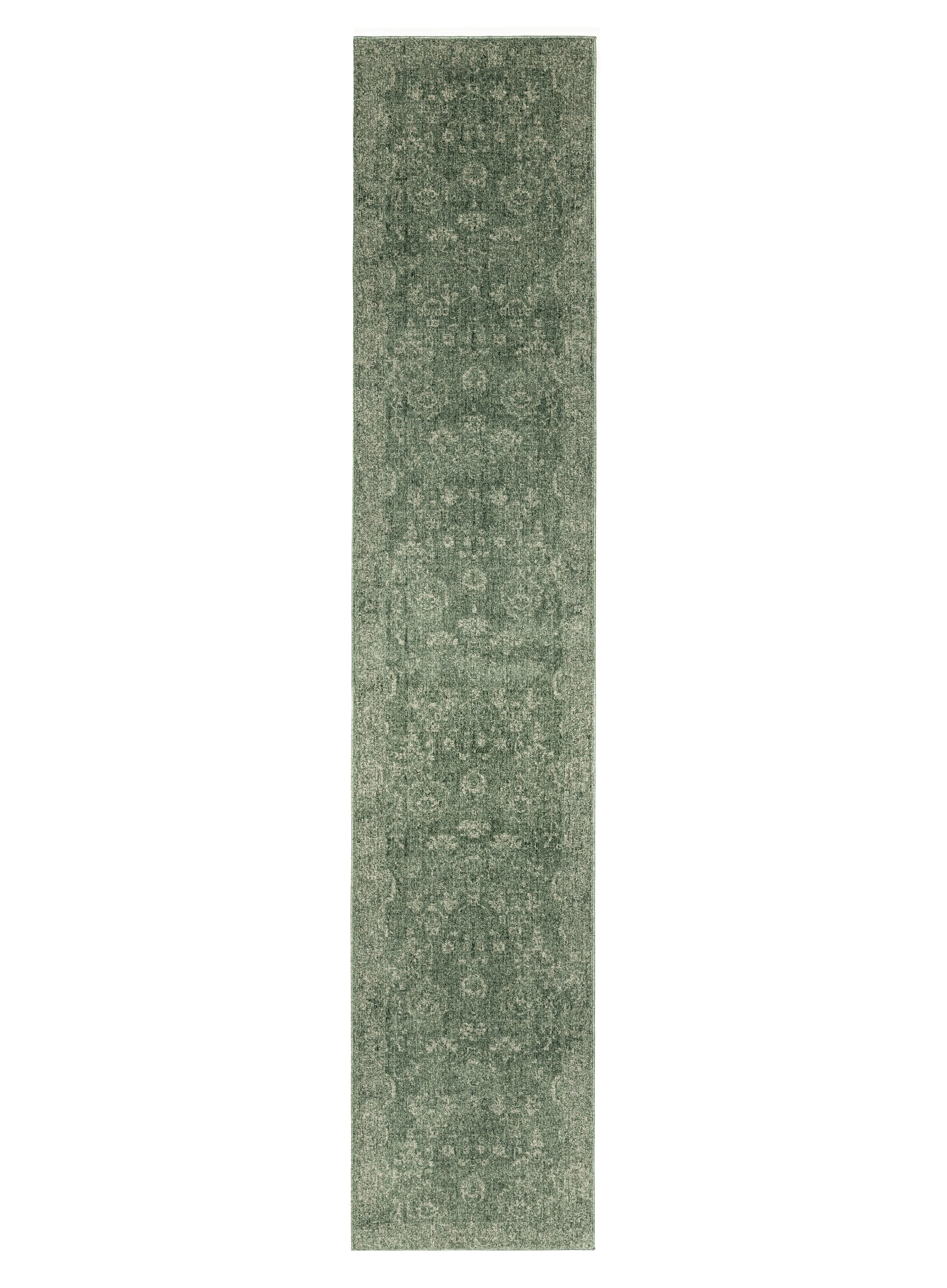 Vinchi Tonal Distressed Green Runner Rug