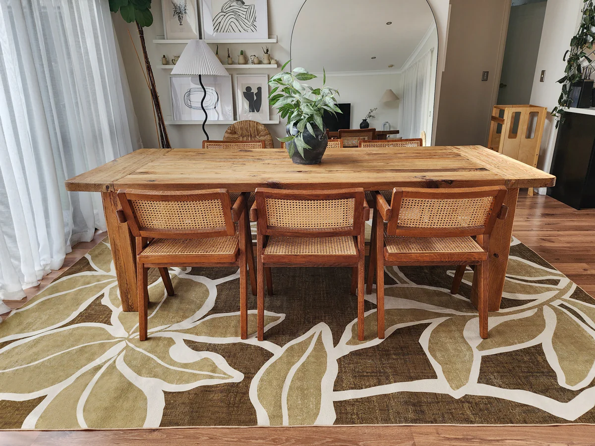 Vivienne Dark Green Botanical Washable Rug - Image 3