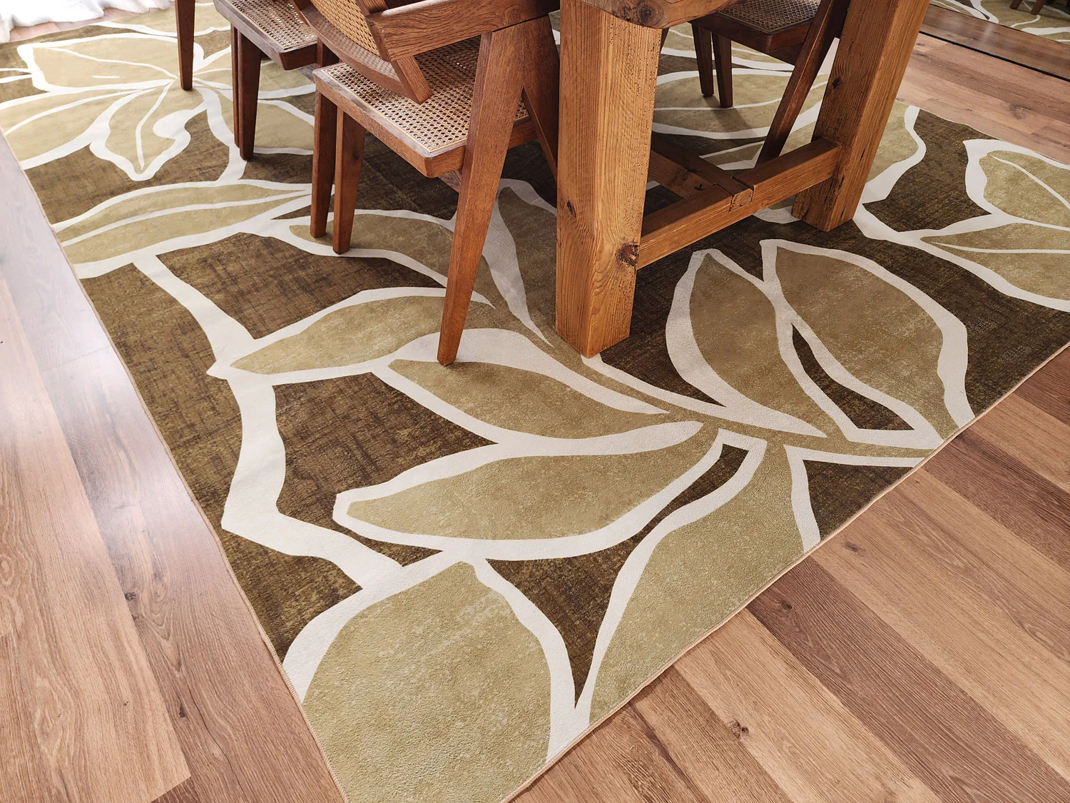 Vivienne Dark Green Botanical Washable Rug - Image 4