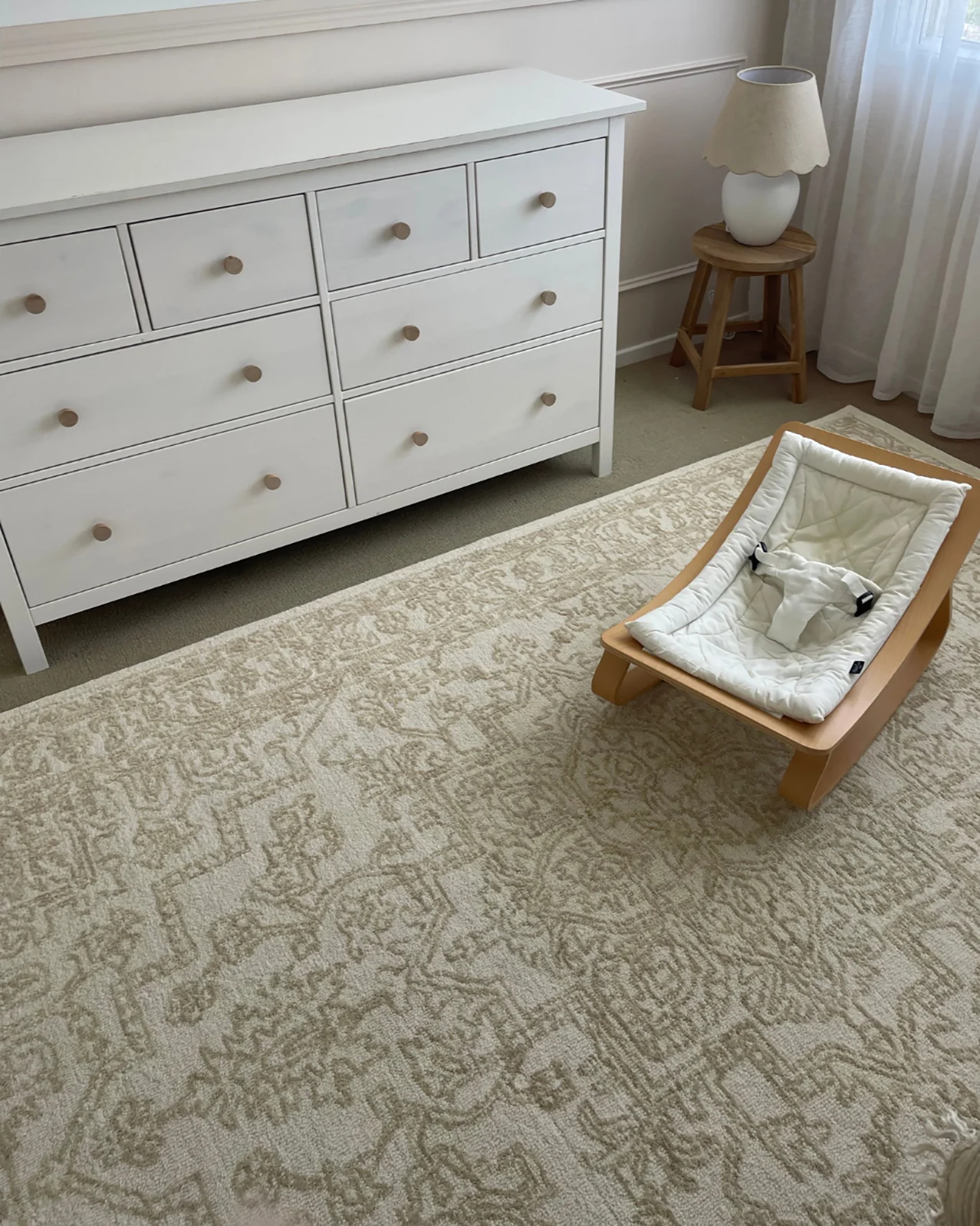 Waleska Ivory Taupe Medallion Tufted Wool Rug - Image 3
