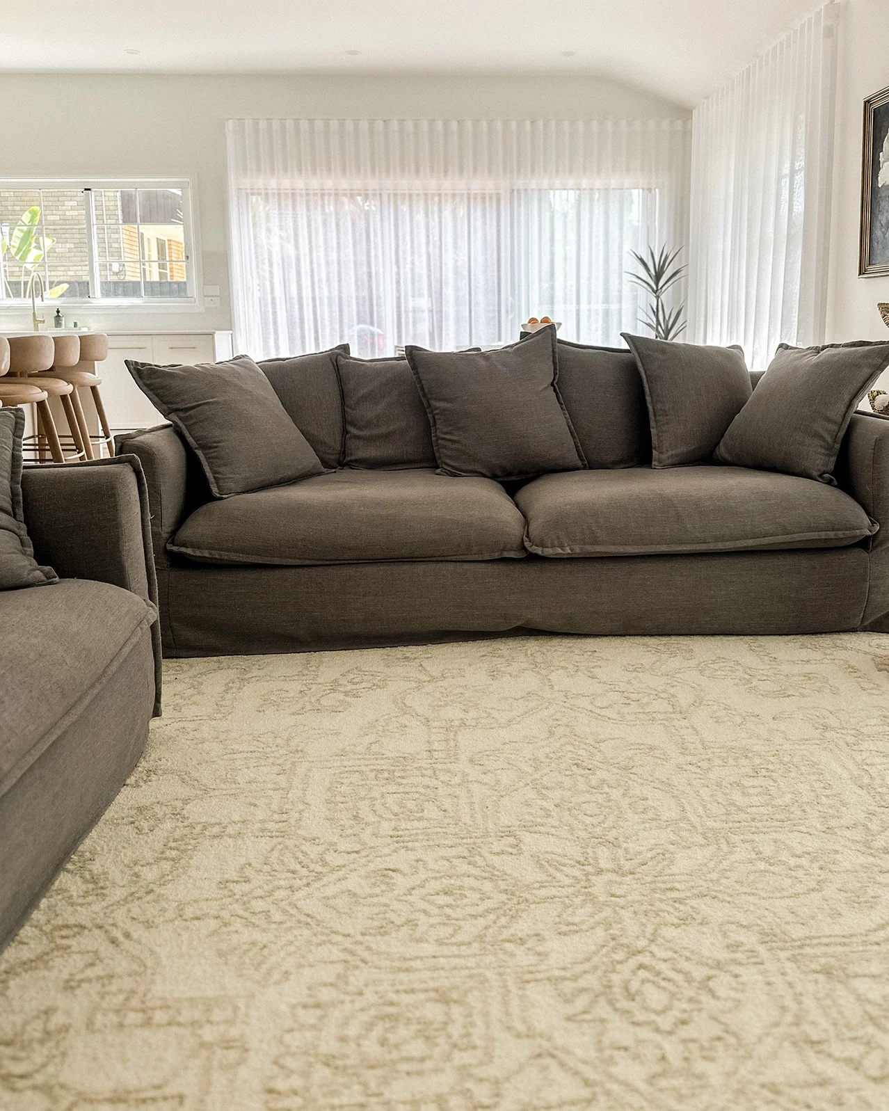 Waleska Ivory Taupe Medallion Tufted Wool Rug - Image 6