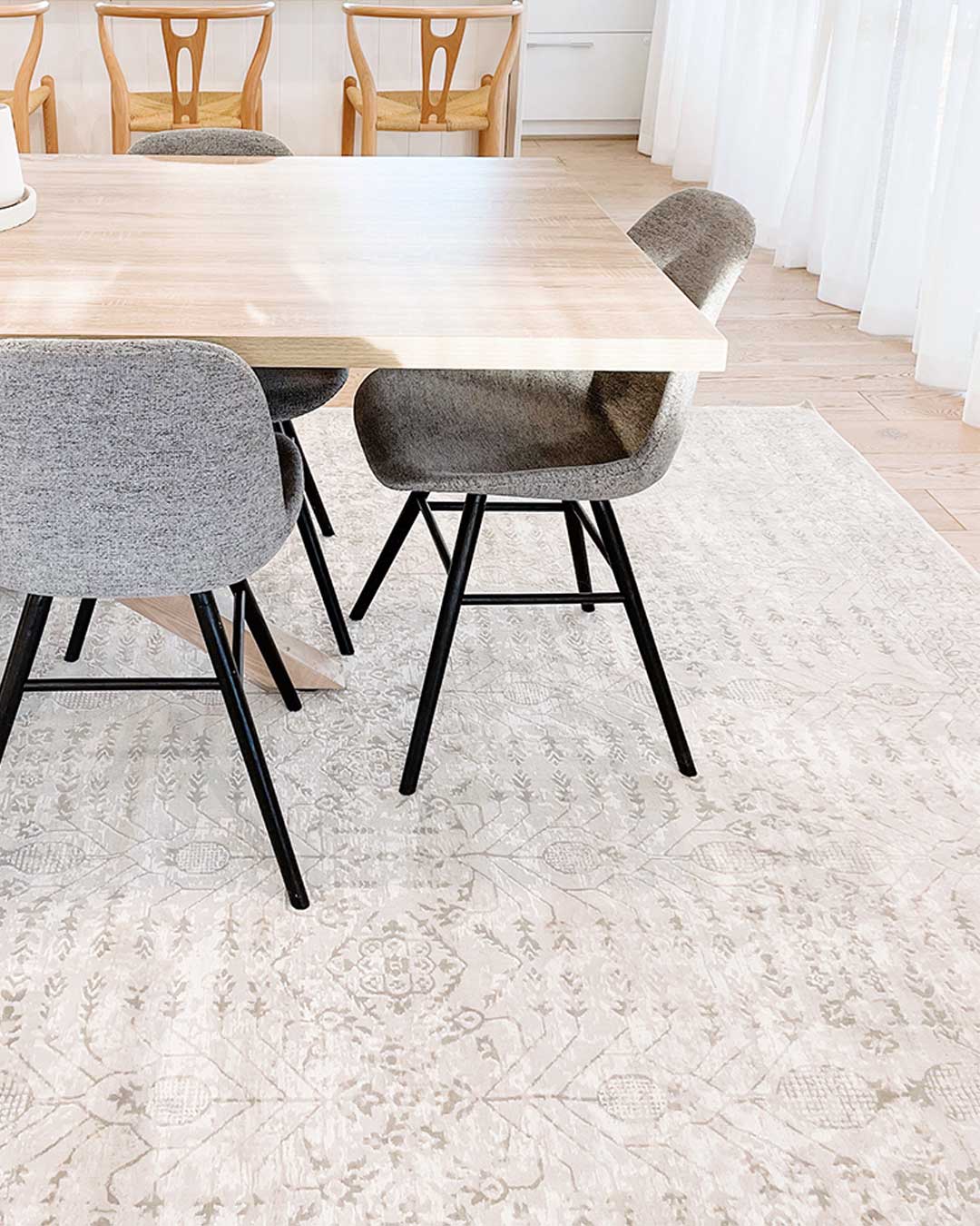 Wilamina Grey and Ivory Distressed Floral Rug - Image 2
