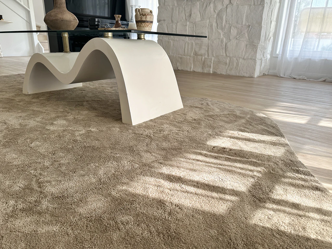 Winnie Taupe Brown Irregular Shape Washable Rug - Image 3