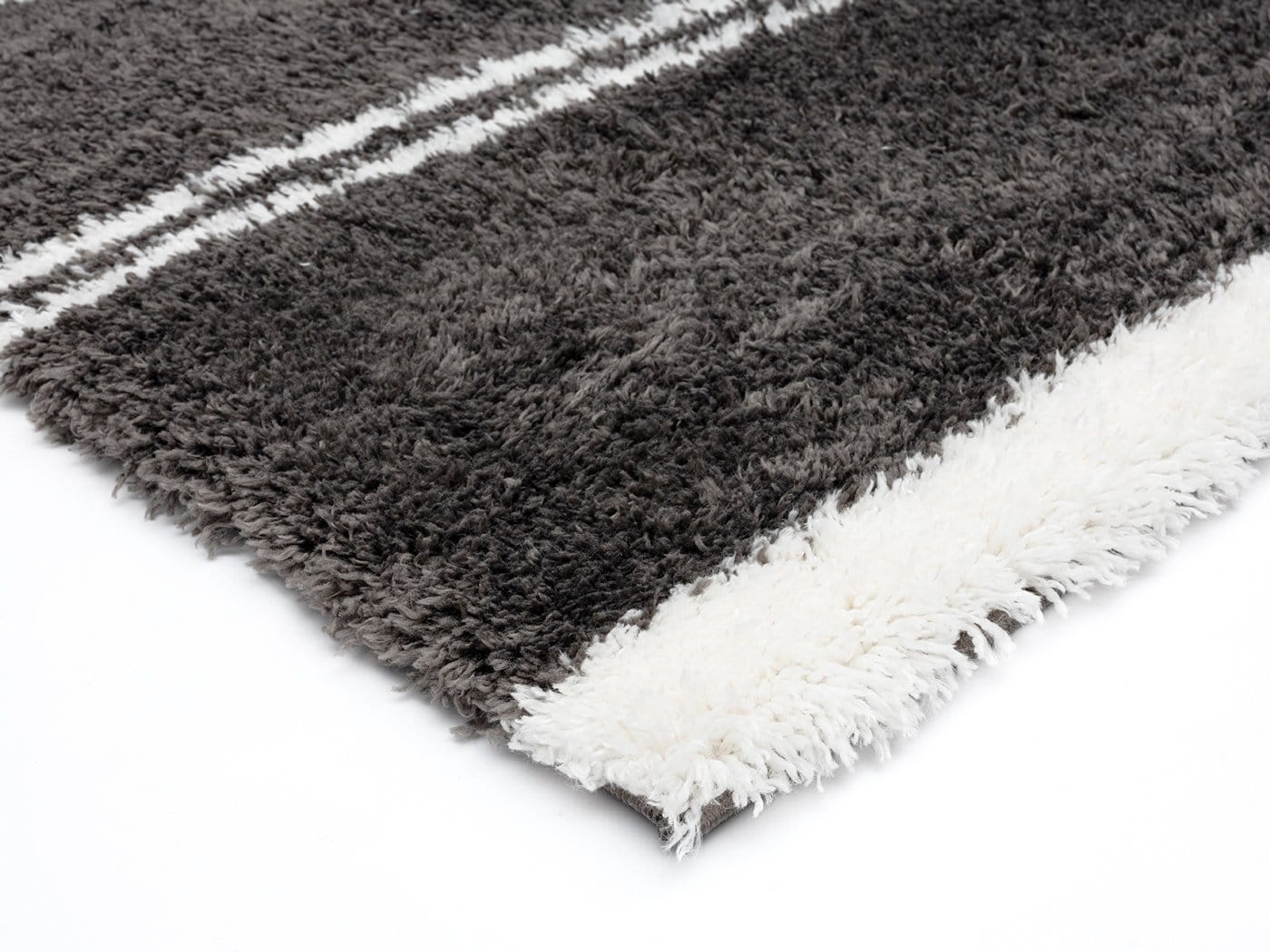 Yara Charcoal Grey And Ivory Shag Indoor Mat - Image 3