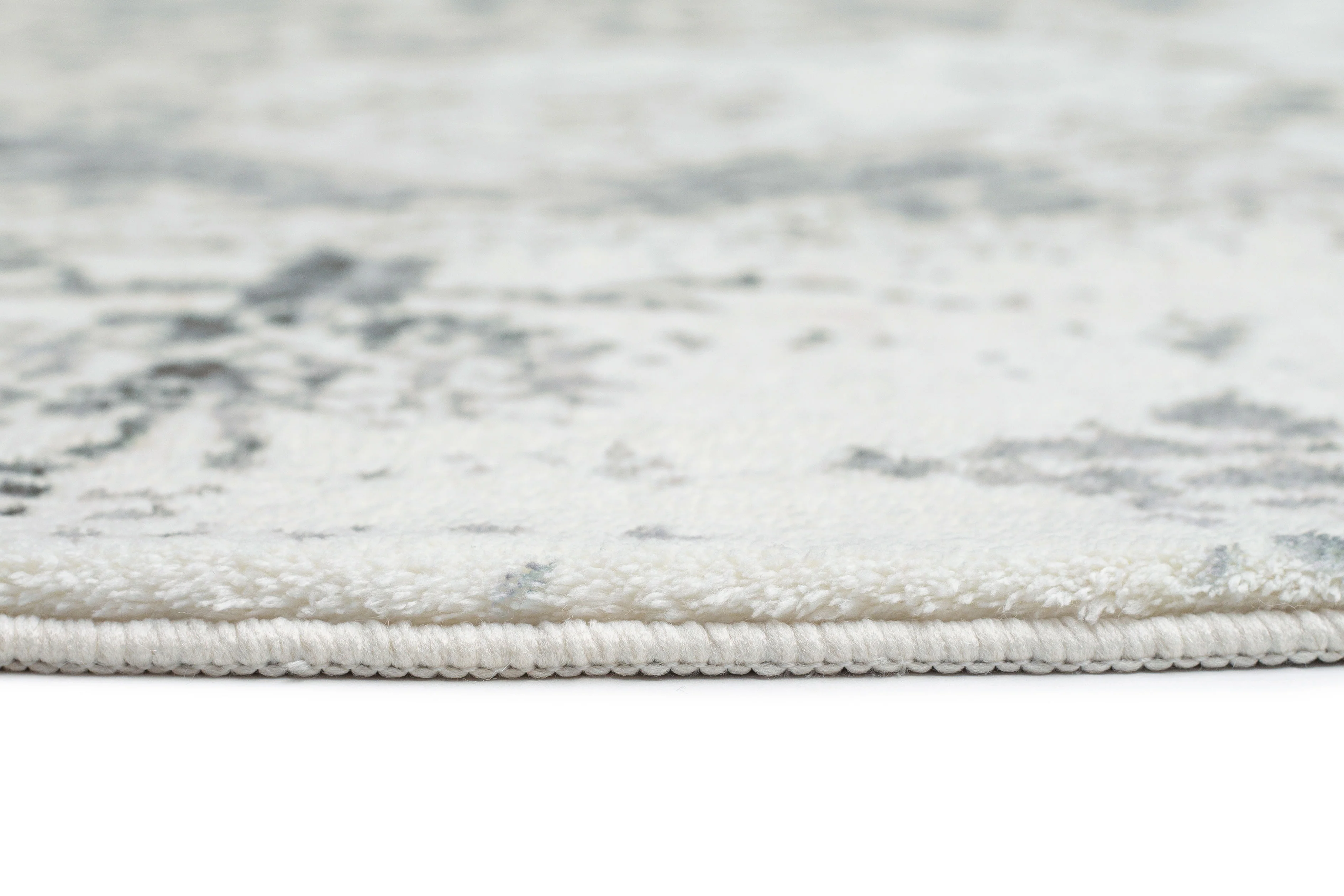Yelina Cream and Grey Distressed Washable Round Rug - Image 10