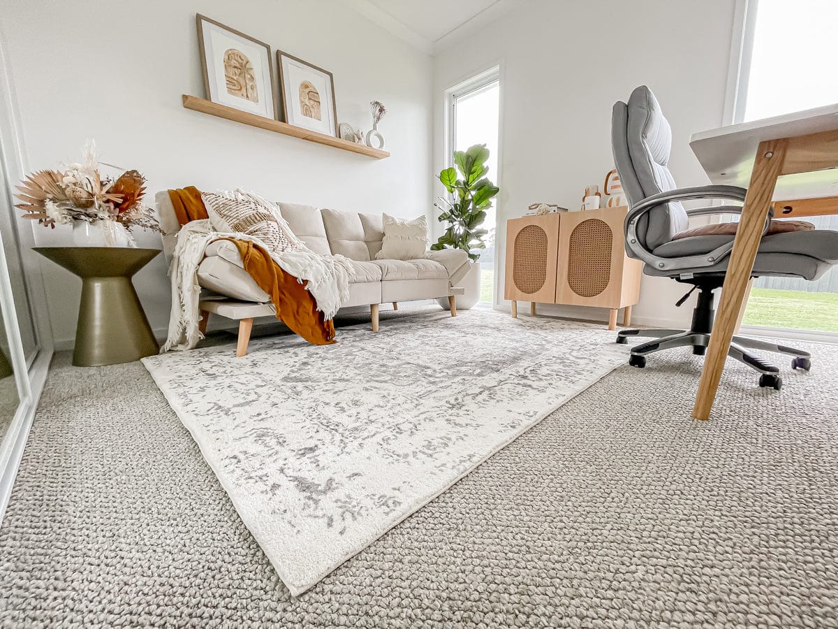 Yelina Cream and Grey Distressed Washable Rug - Image 12