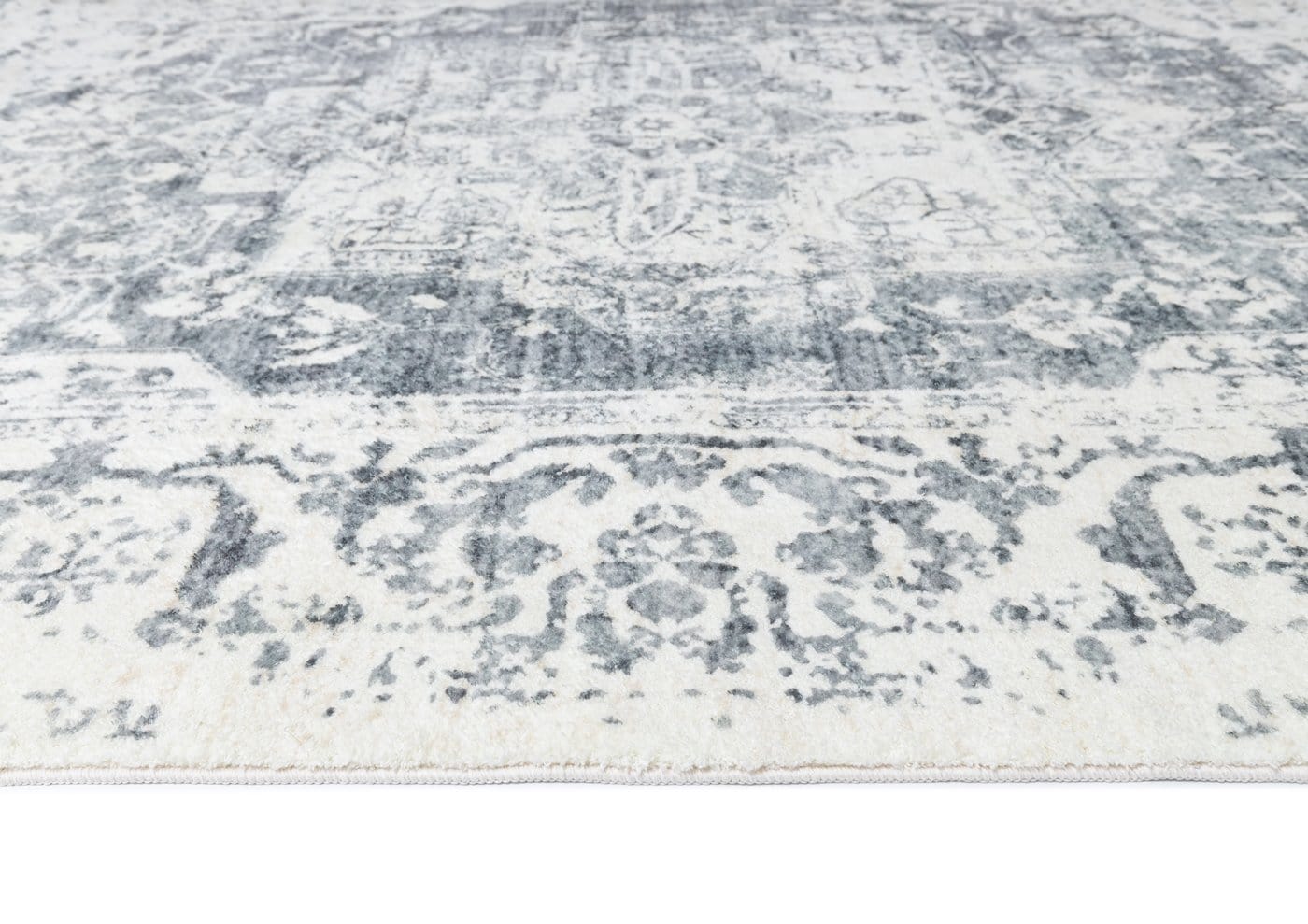 Yelina Cream and Grey Distressed Washable Runner Rug - Image 8