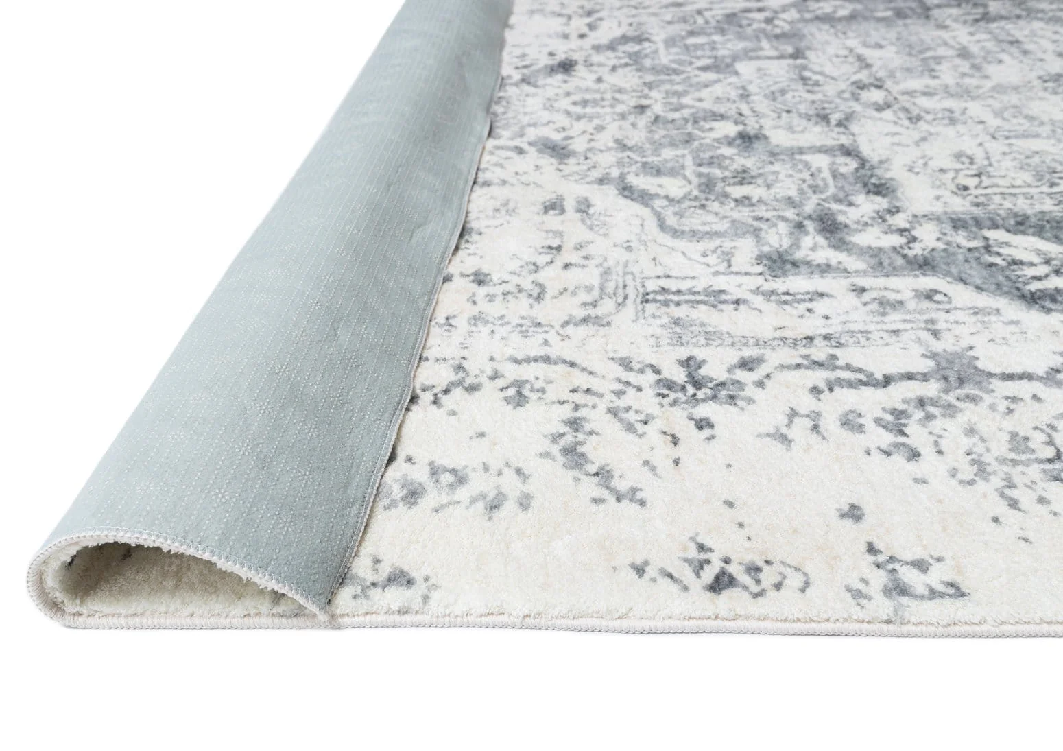 Yelina Cream and Grey Distressed Washable Runner Rug - Image 9
