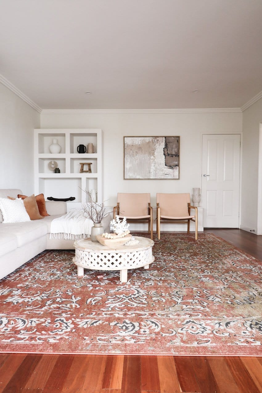 Yolanda Peach Terracotta Transitional Floral Motif Rug - Image 3