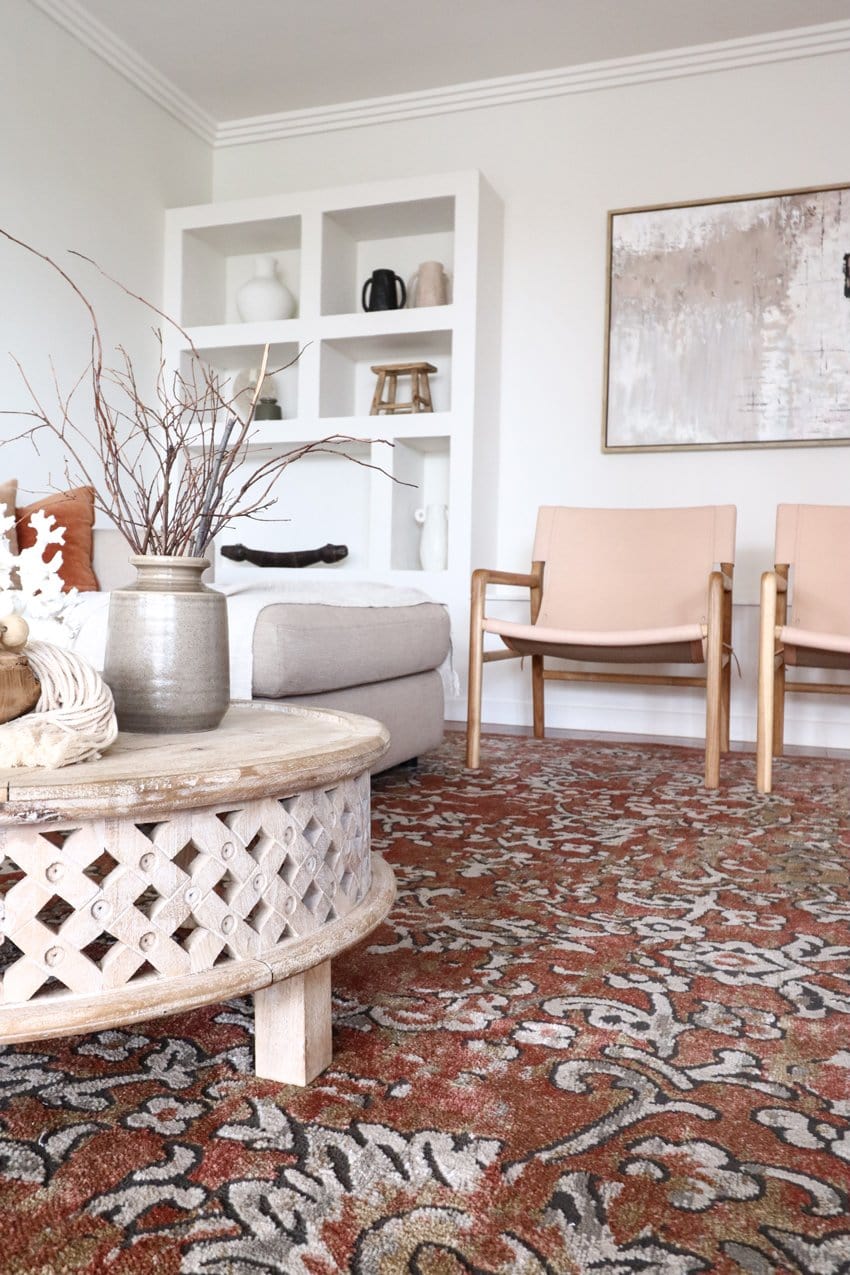 Yolanda Peach Terracotta Transitional Floral Motif Rug - Image 5