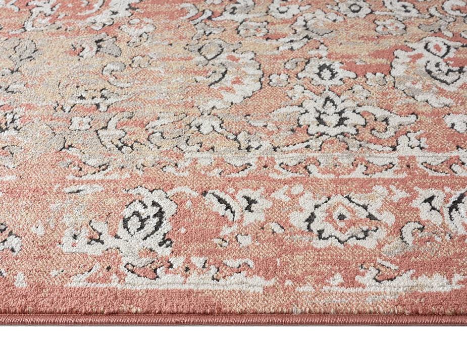 Yolanda Peach Terracotta Transitional Floral Motif Runner Rug - Image 6