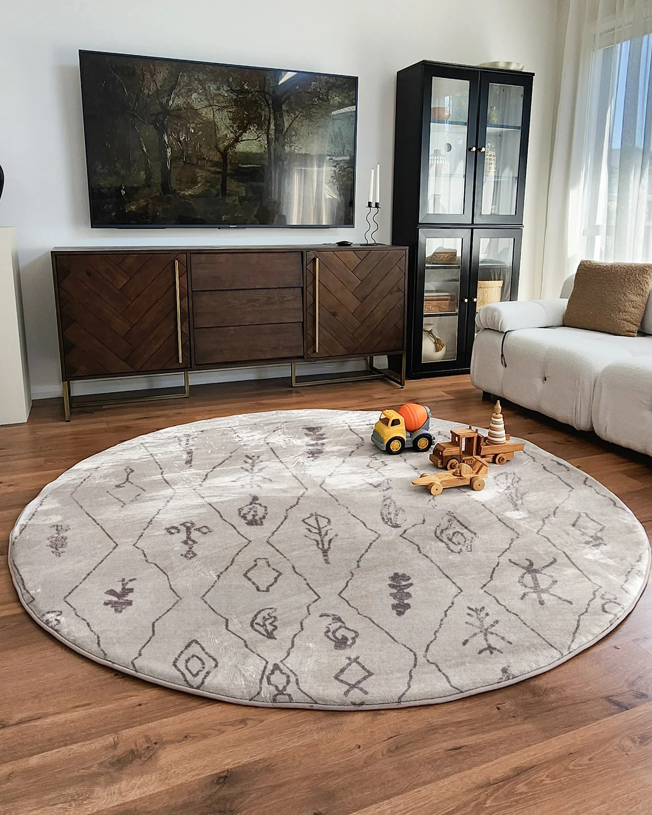 Yssa Brown Charcoal Plush Rollie Pollie Round Playmat - Image 4
