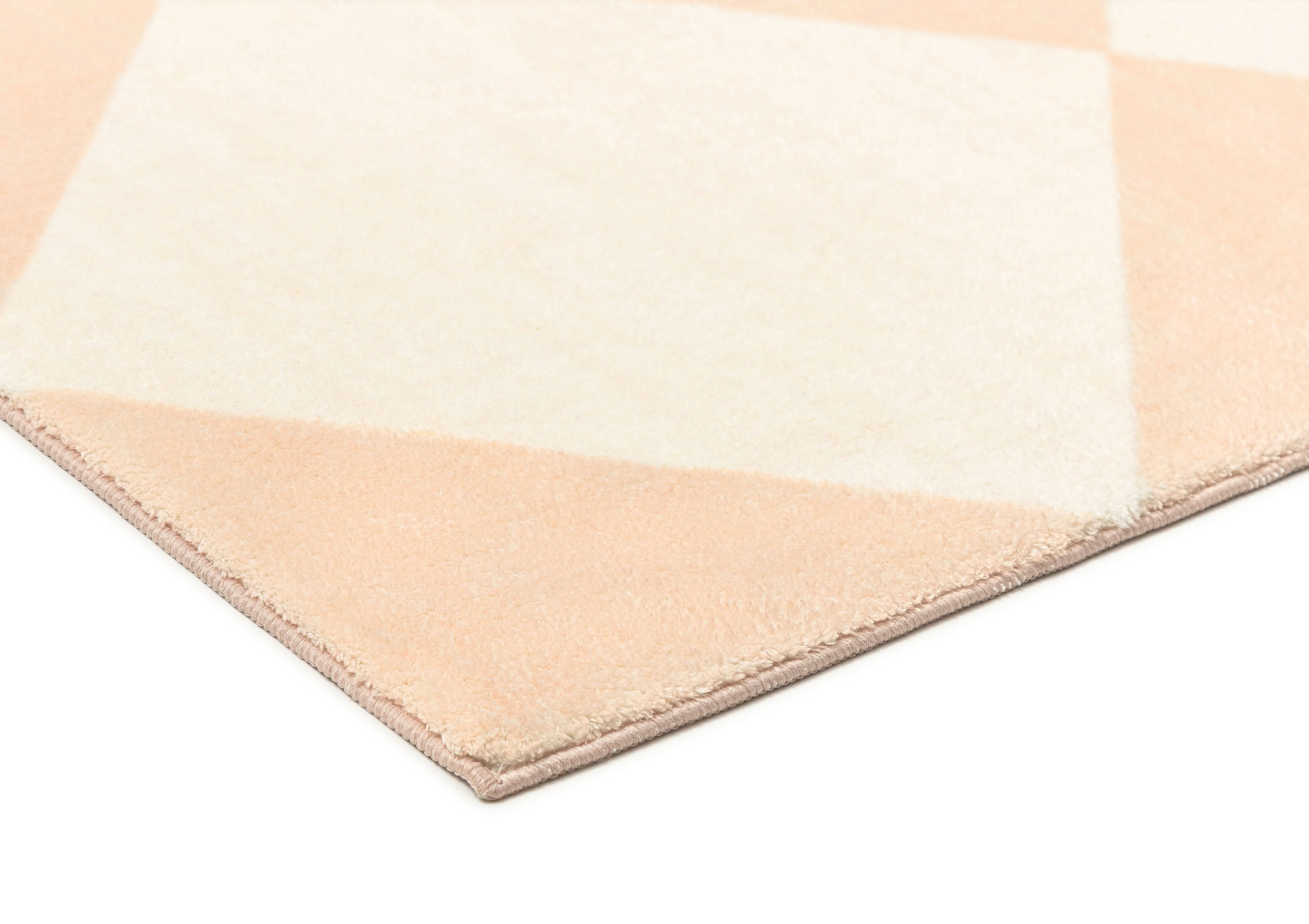 Yumi Peach Cream Checkered Washable Rug - Image 7