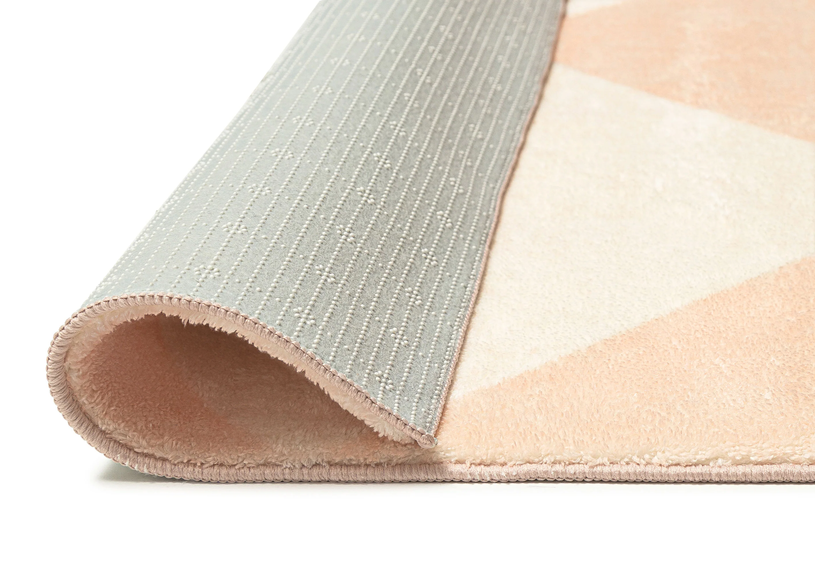 Yumi Peach Cream Checkered Washable Rug - Image 9