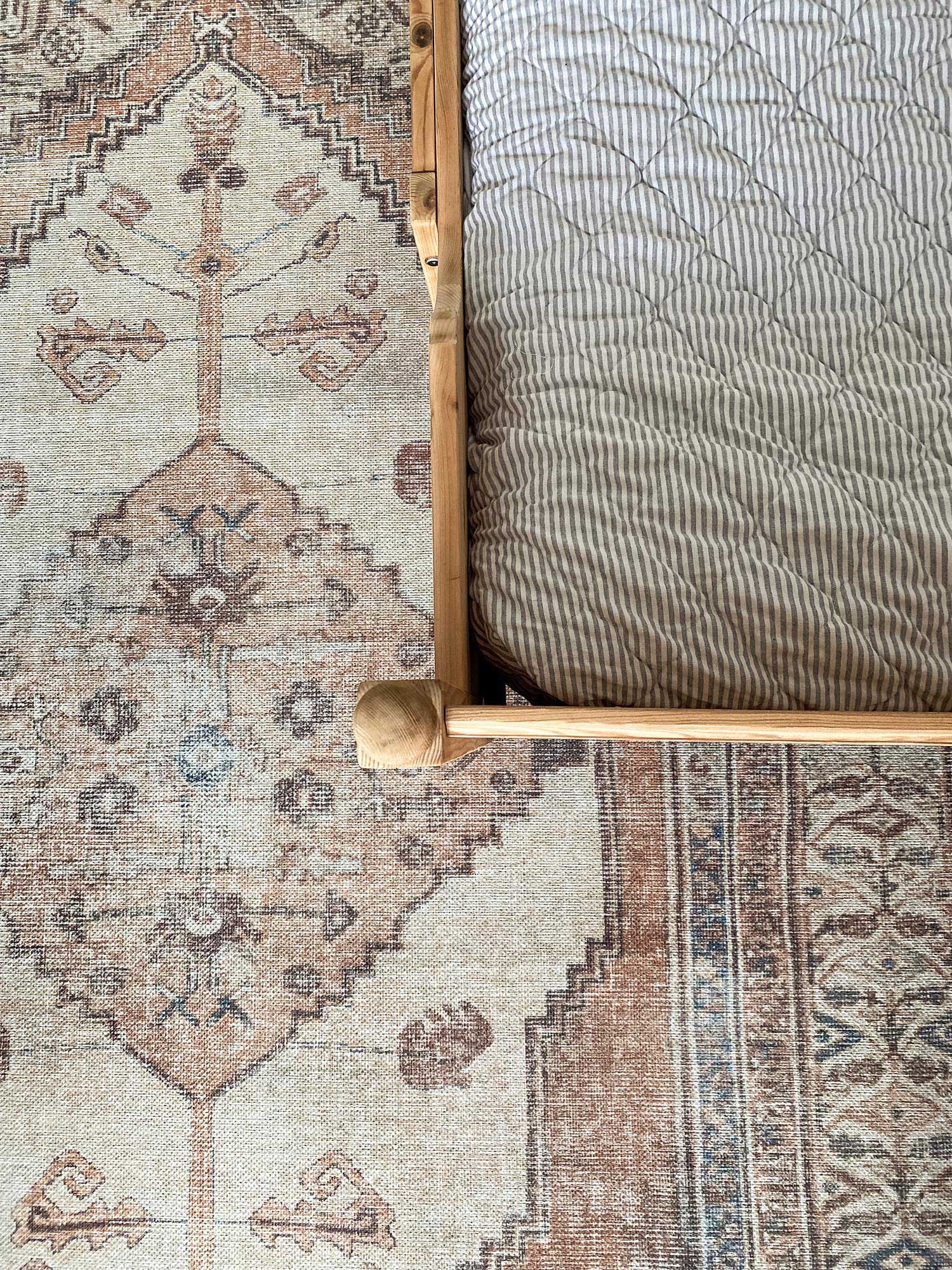 Yvana Brown and Beige Traditional Distressed Washable Rug - Image 5